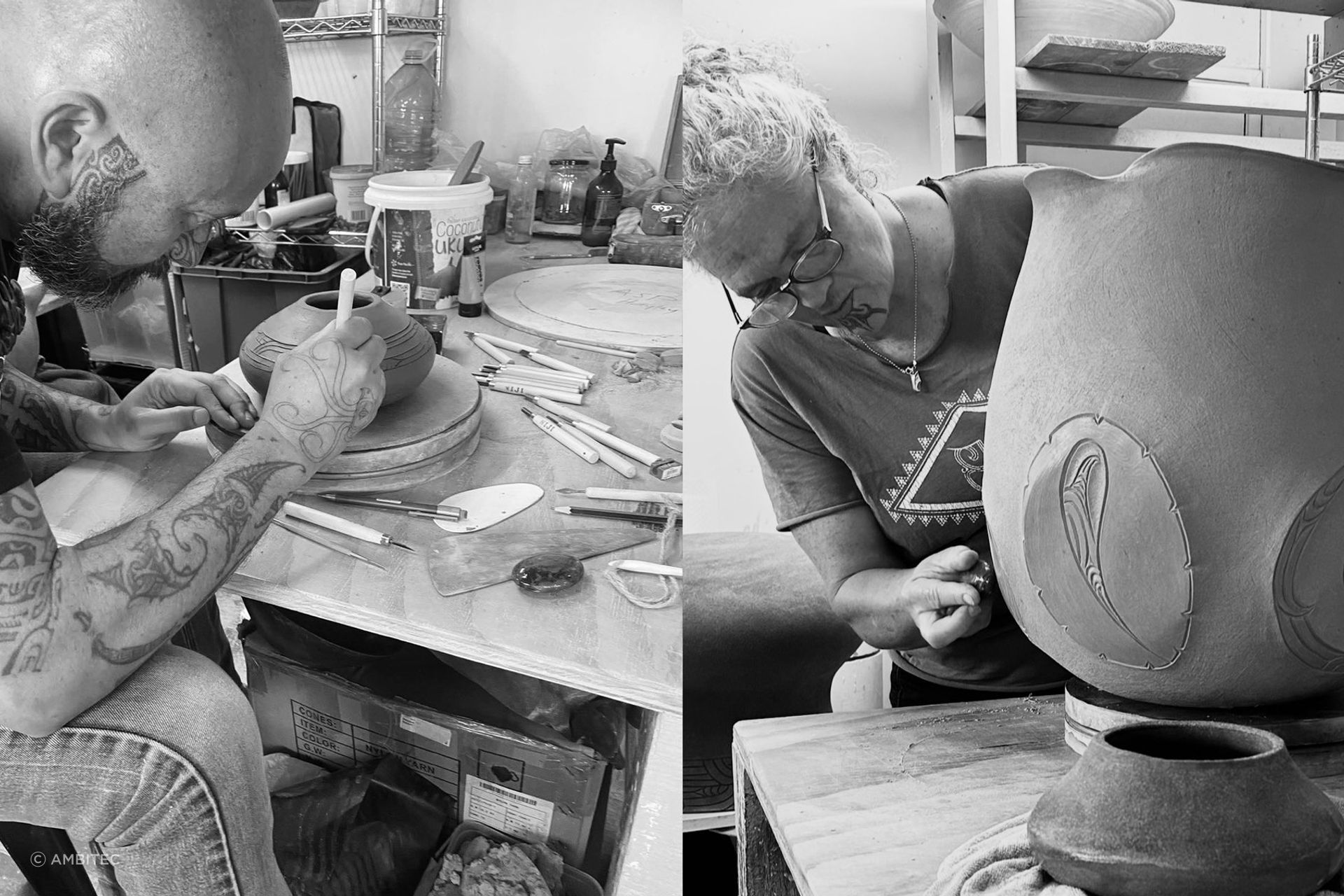 Graham Tipene & Dorothy Waetford at Auckland Studio Potters