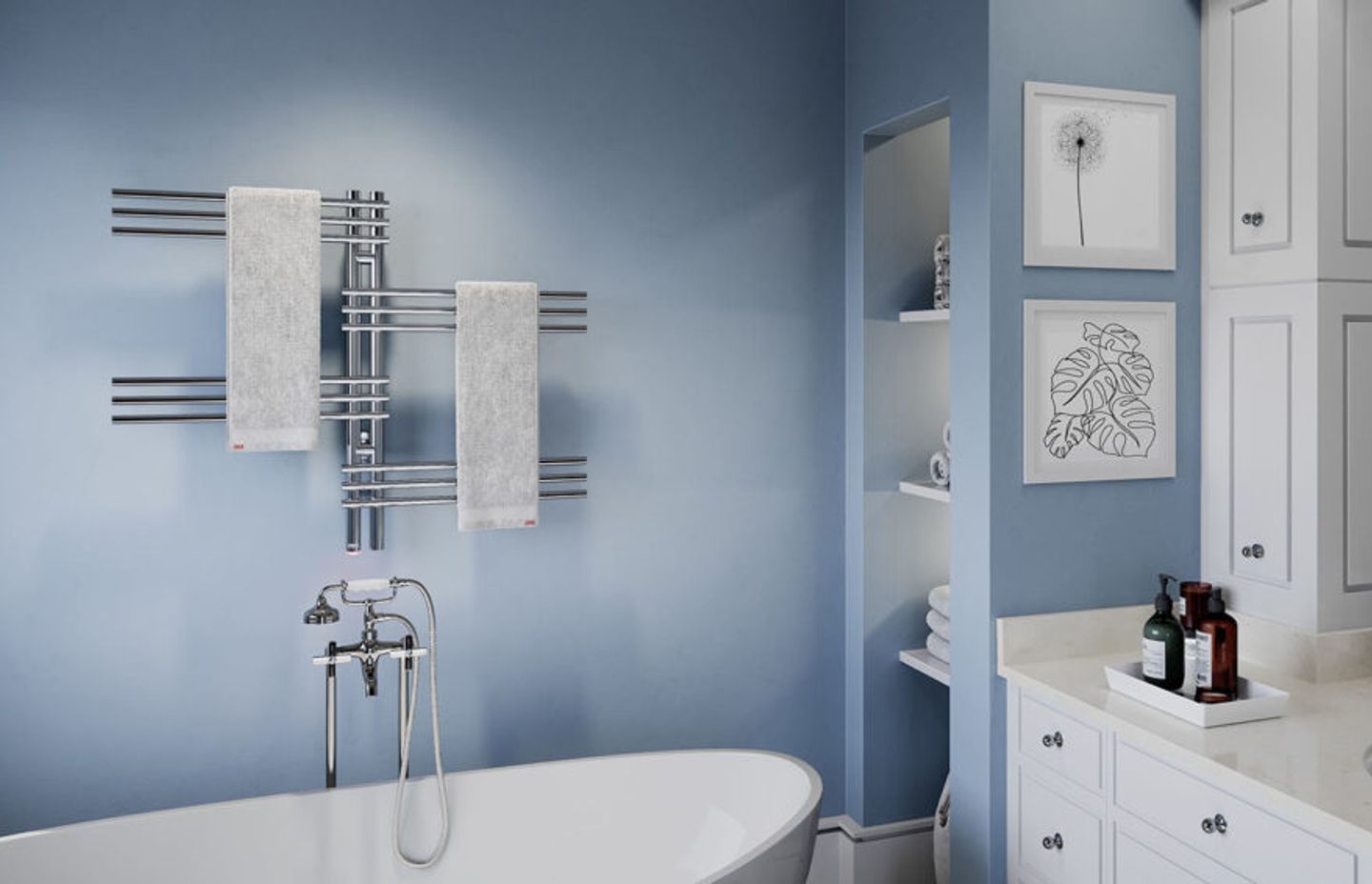 LOFT 12 Bar 1000mm heated towel rail with PTSelect Switch