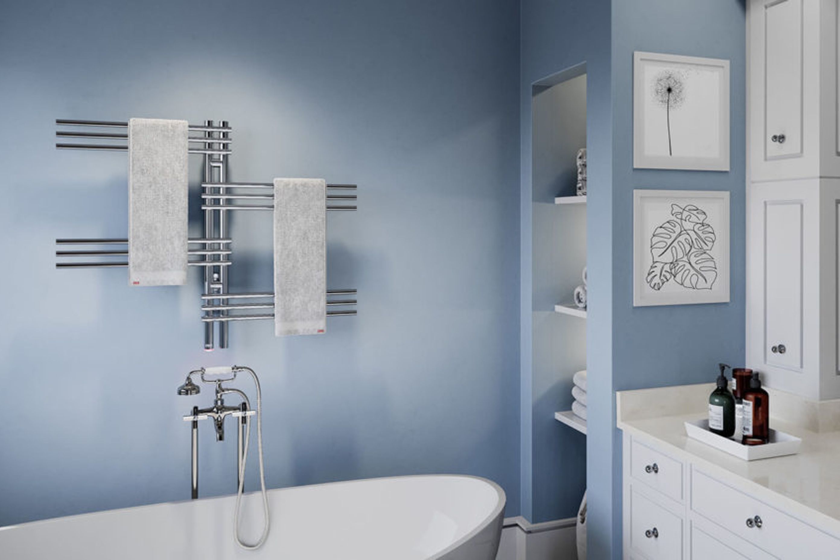 LOFT 12 Bar 1000mm heated towel rail with PTSelect Switch
