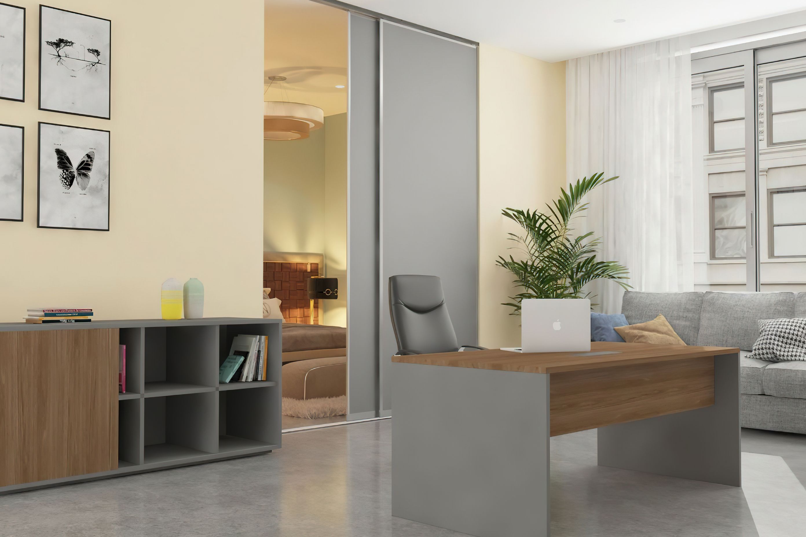 Working as if in a real office: a separate study is ideal for work concentration but also for receiving customers. Photo: Hettich