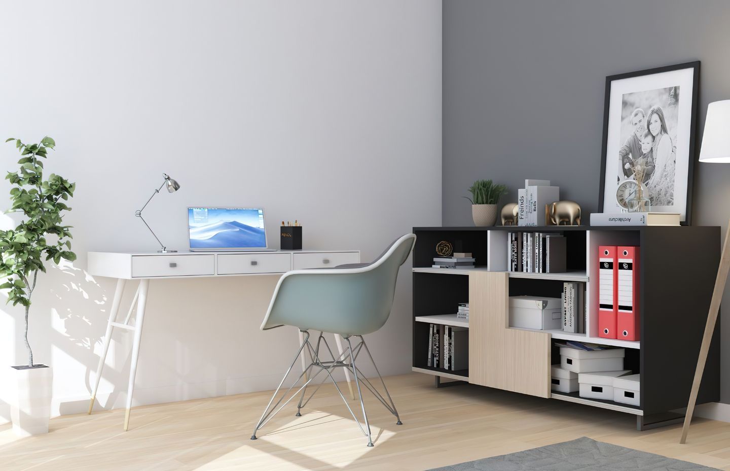 Working as if in a real office: a separate study is ideal for work concentration but also for receiving customers. Photo: Hettich