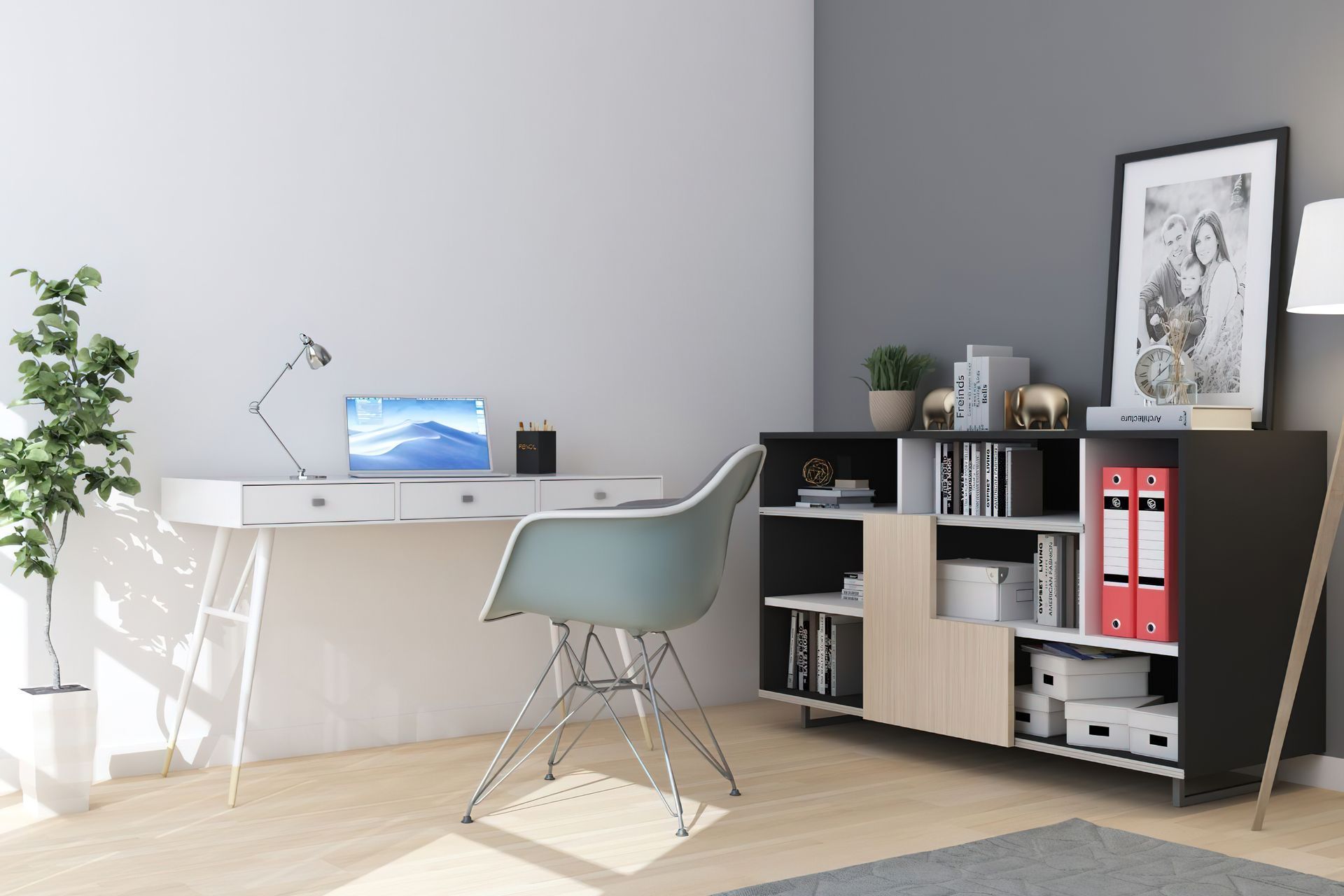 Working as if in a real office: a separate study is ideal for work concentration but also for receiving customers. Photo: Hettich