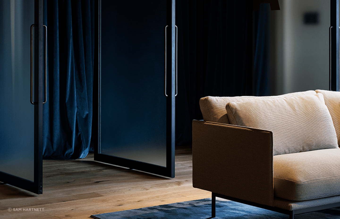 Designed by architects Warren and Mahoney, the Kiwi Property offices feature HB2200 series D-Pulls with an aged-brass finish.