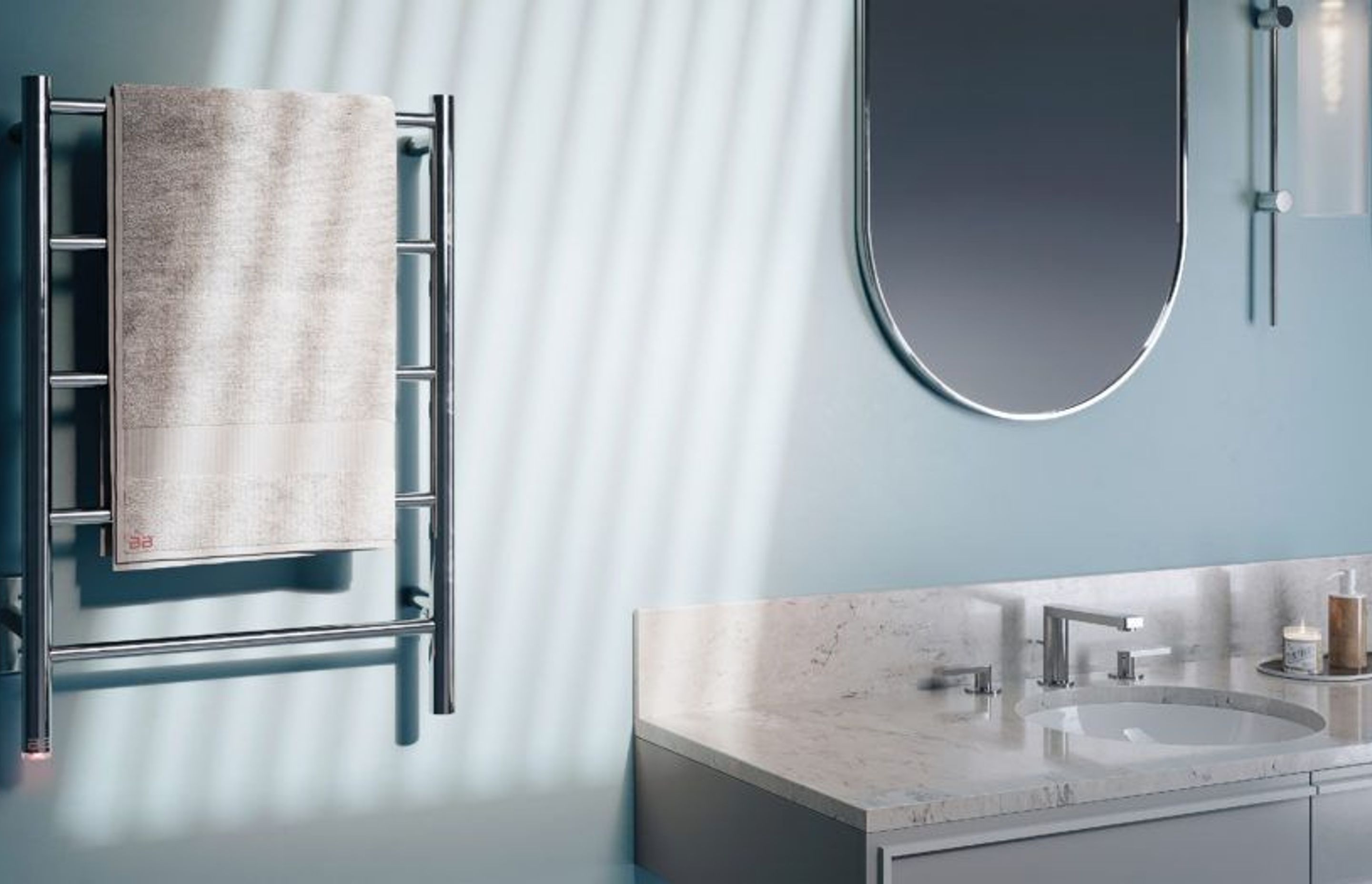 NATURAL 5 Bar 500mm heated towel rail with PTSelect Switch
