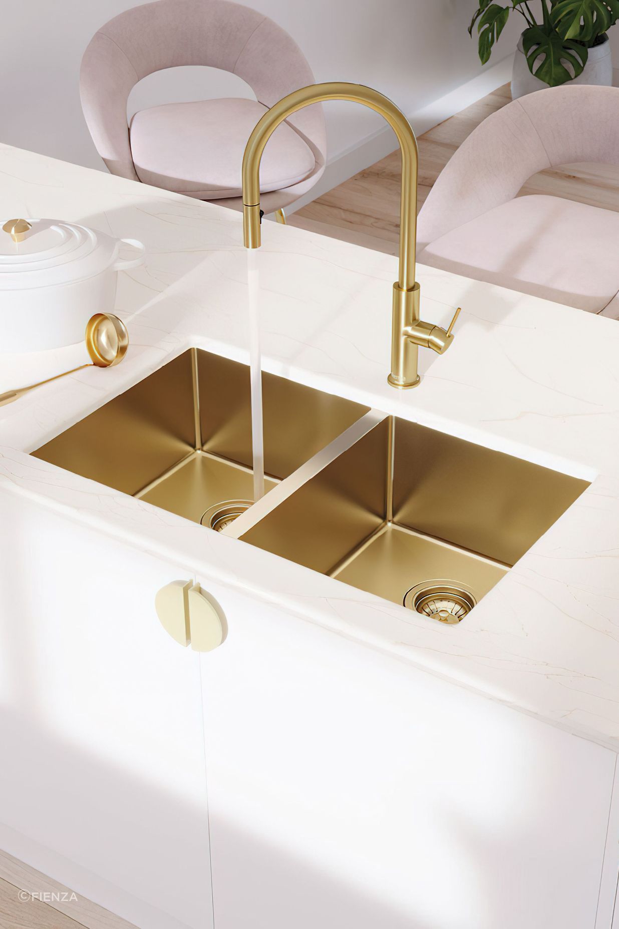 One basin can be dedicated to heavy pots, while the other handles lighter dishes.