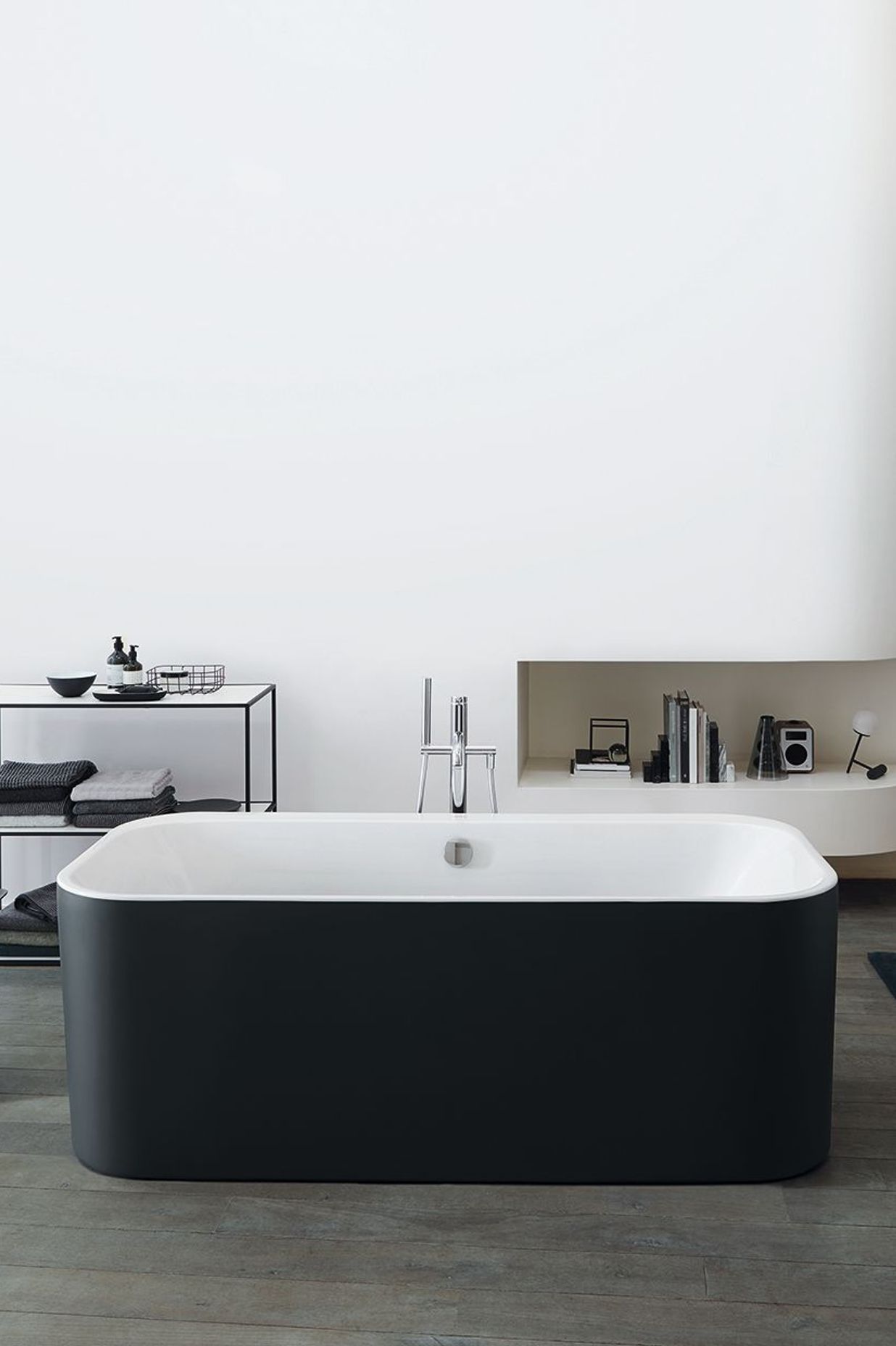 This matte black tub is available in the Happy D.2 Plus Bathroom Collection.