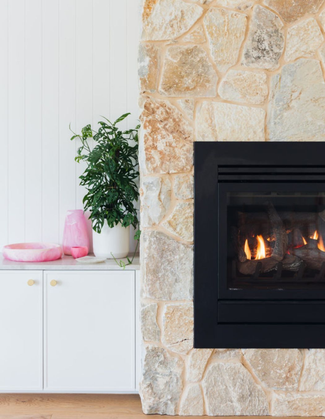 Kate decided to clad both fireplaces at Shoreward. You can see why.