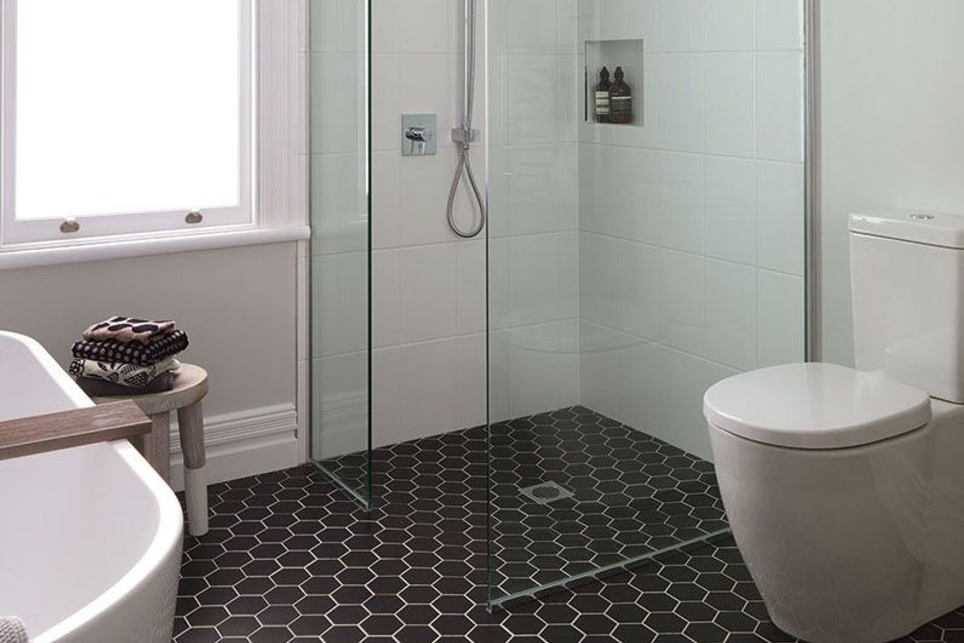 The eye-catching Hex Mosaics Series Tiles from Tilecraft Crows Nest