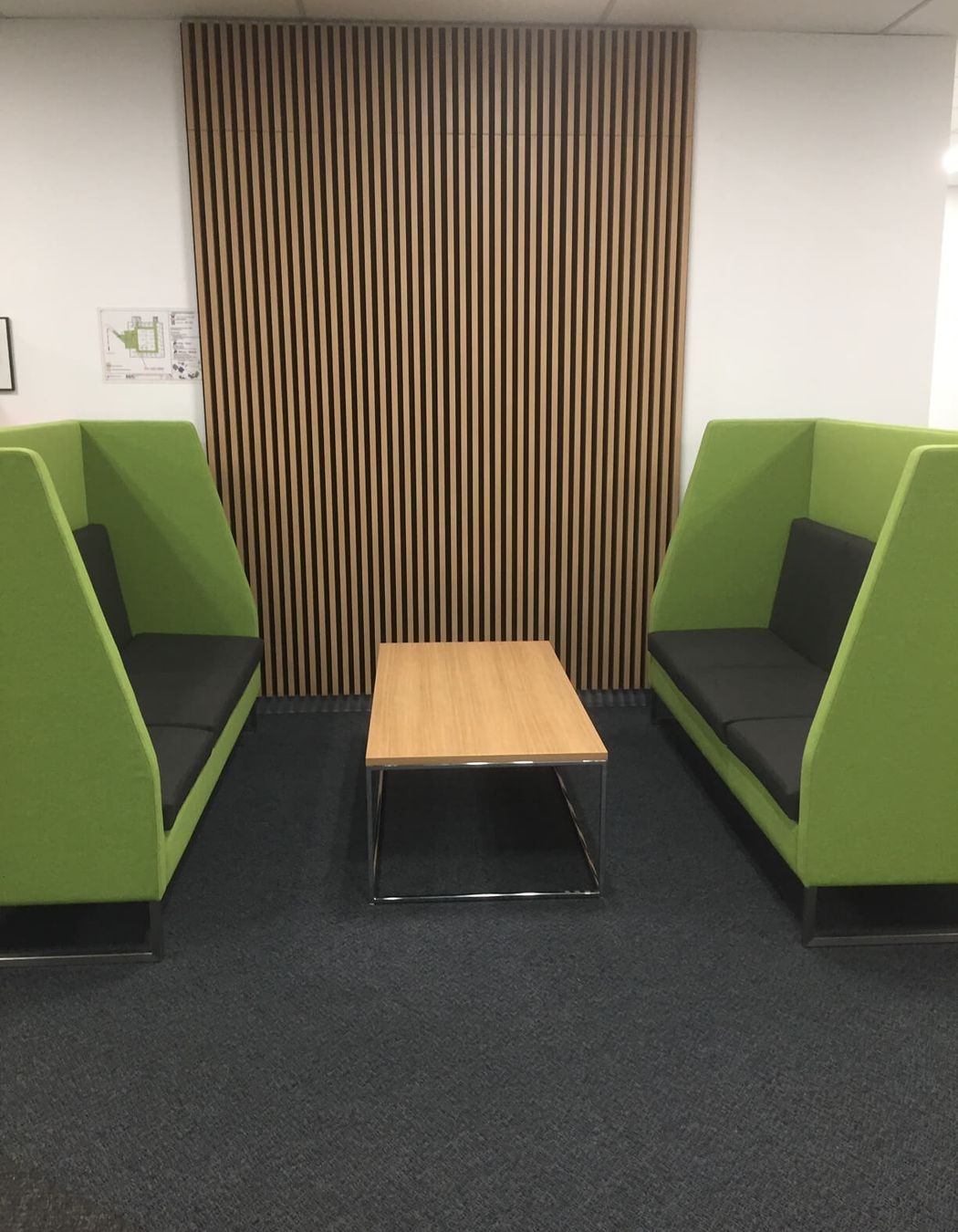 High back Collaborative furniture can assist with acoustics