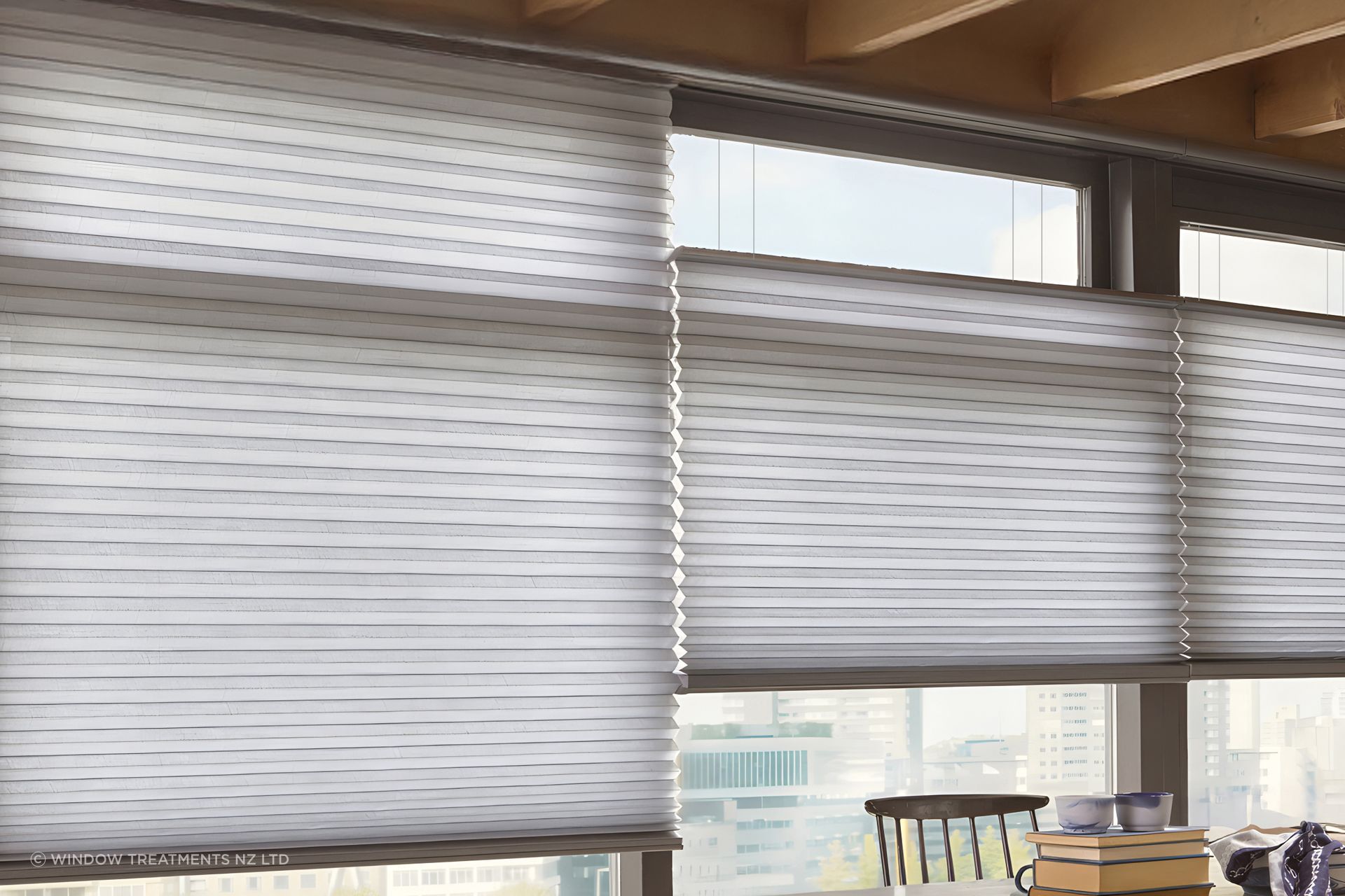 New Honeycomb fabrics are available in a variety of tones and textures from blackout to light filtering.