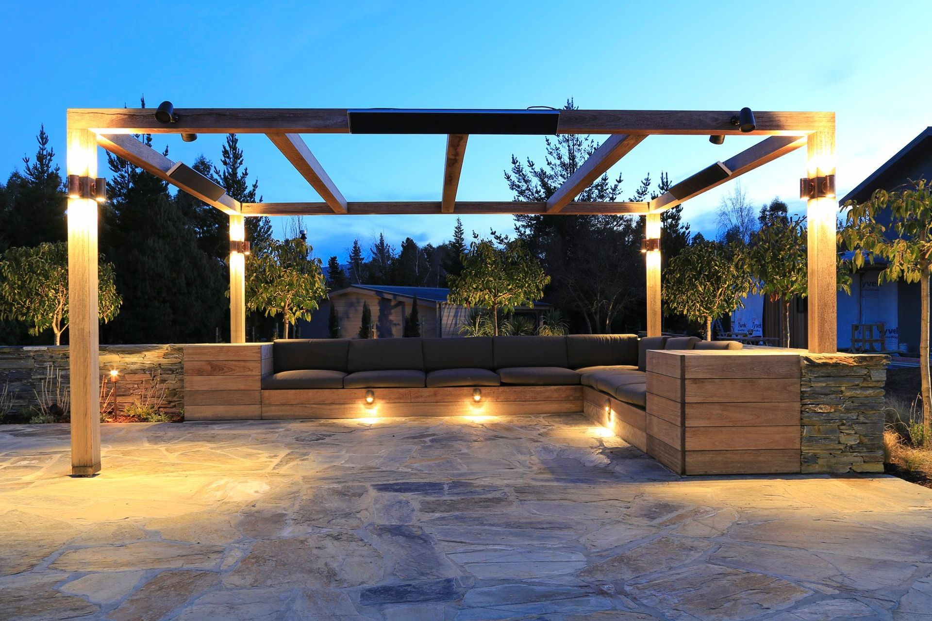 By keeping the lighting low and to the periphery, Lighting Revolution have created a functional and visually stunning outdoor space.
