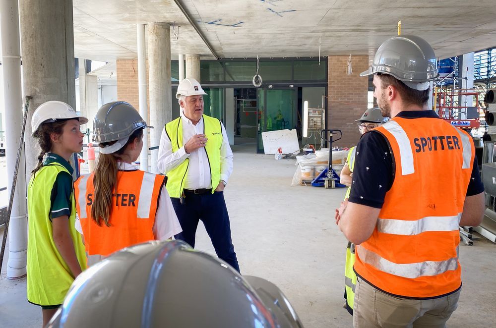 Director Roger Mainwood taking a group on a tour of the building