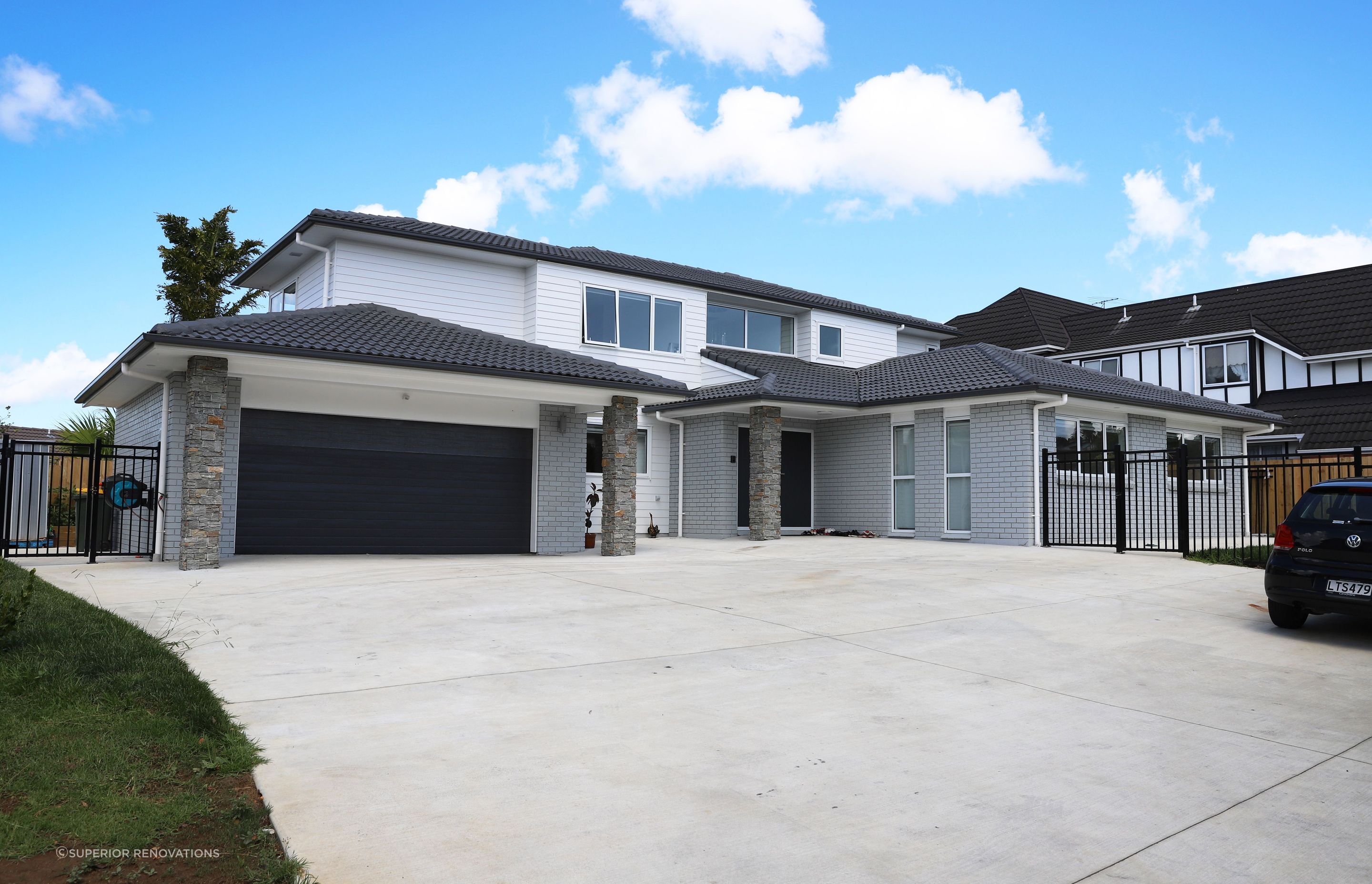 Newly laid Concrete Driveway in this extensive Landscaping project in West Auckland.