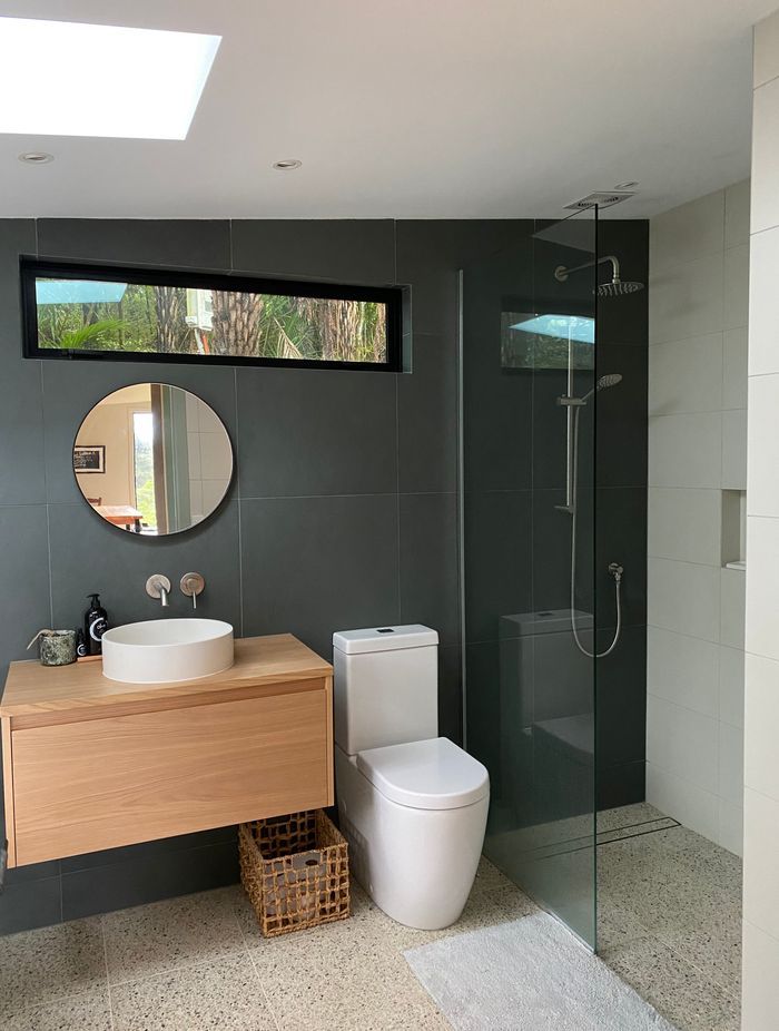 The terazzo tiles in the bathroom were the starting point for the entire interior scheme.