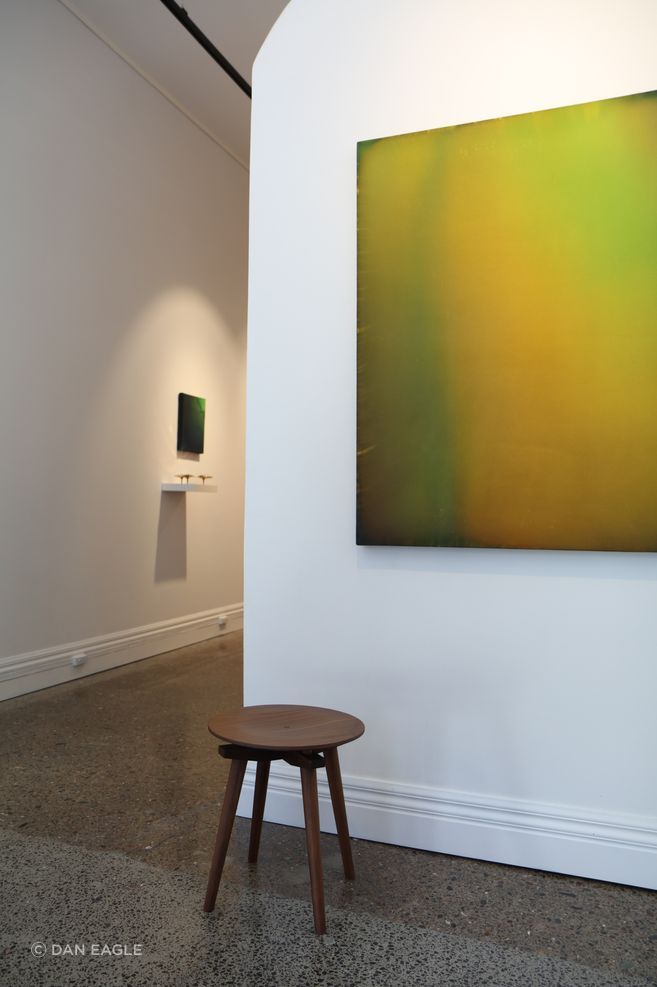 Kate Serebrianskia Things are changing by I am still here, 2026. Acrylic fluid and ink on canvas.
CC Stool by Rex Kralj from Good Form.