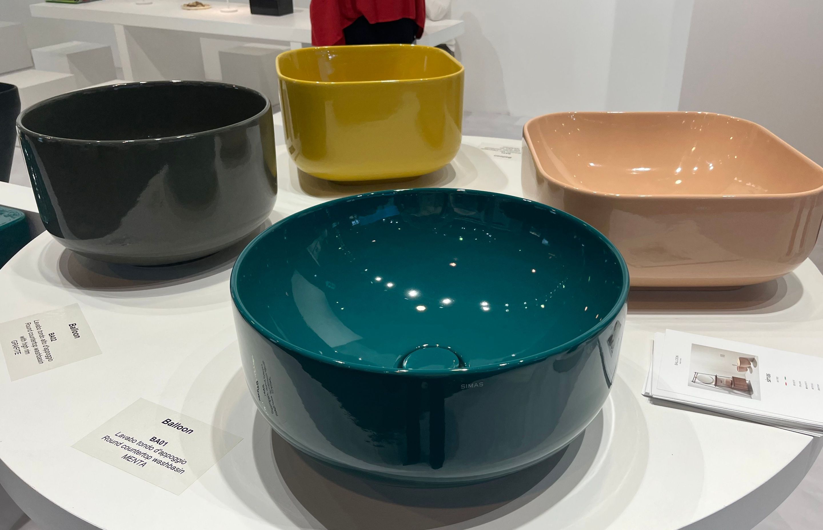 Designers are starting to use rich, bold colours on basins, as seen here at ISH.