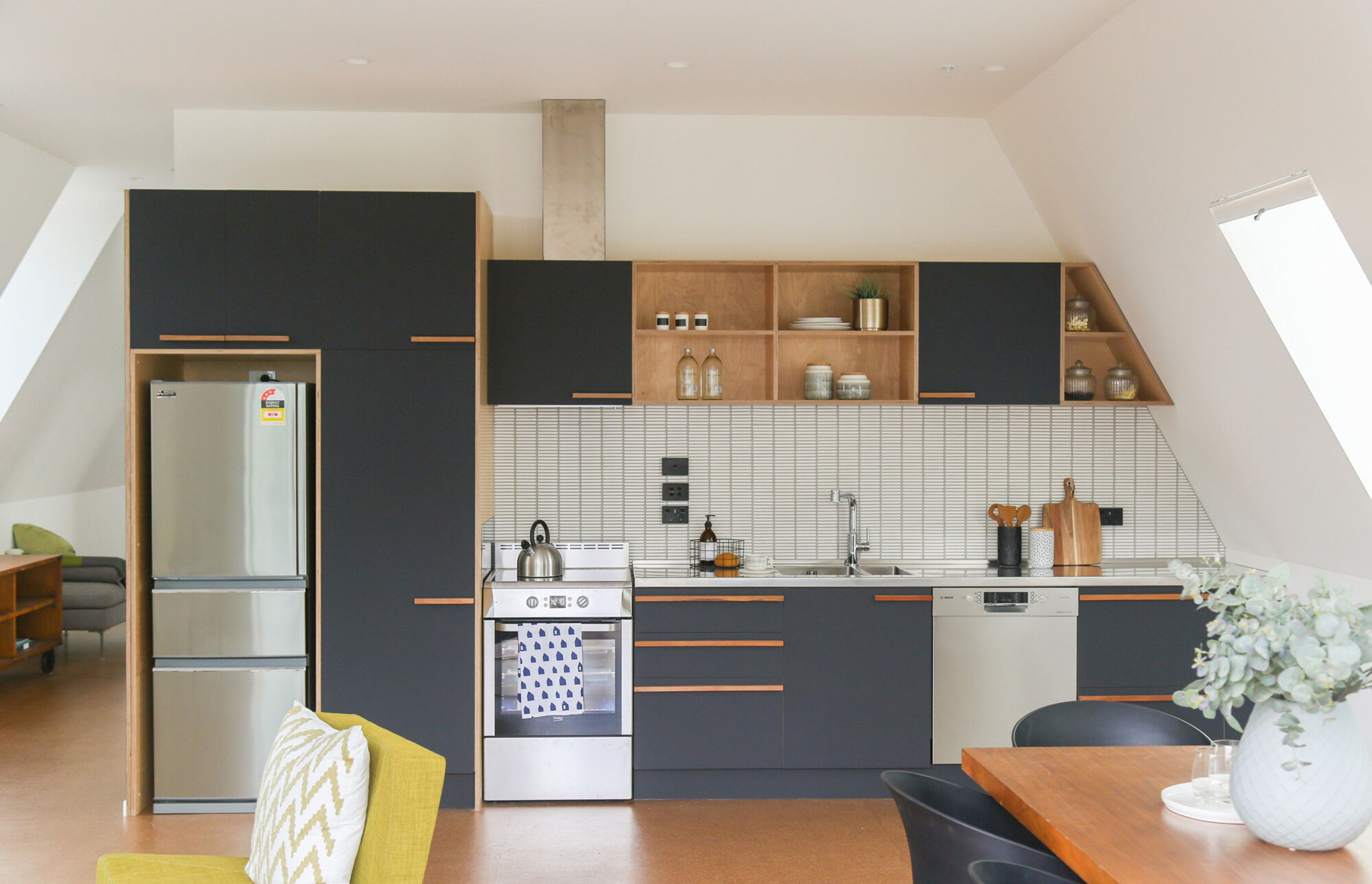 Polaris HPL panels from the Plytech Green range were used for the kitchen areas at the 26 Aroha project.