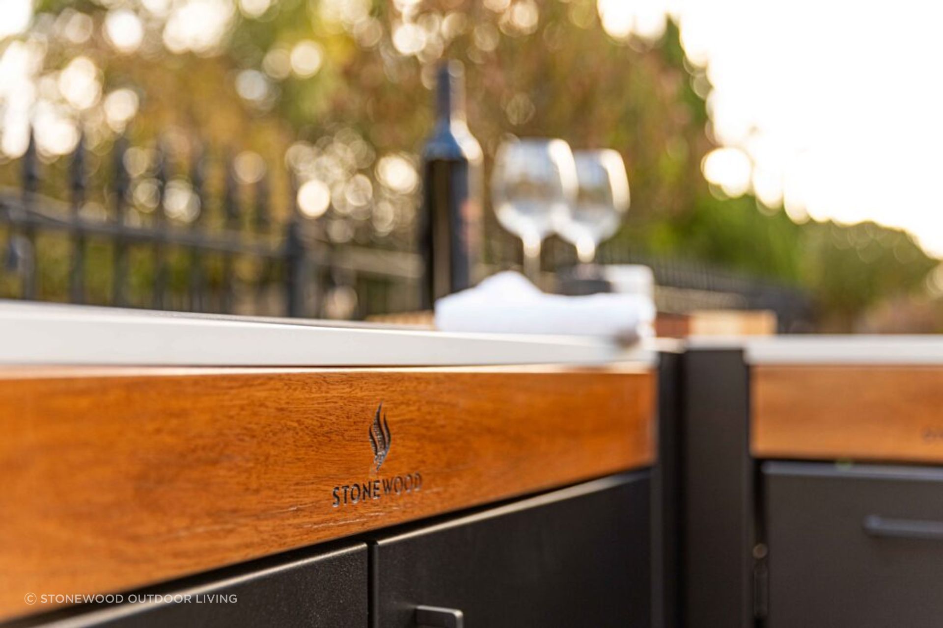 Spotted Gum on a Stonewood Outdoor Kitchen