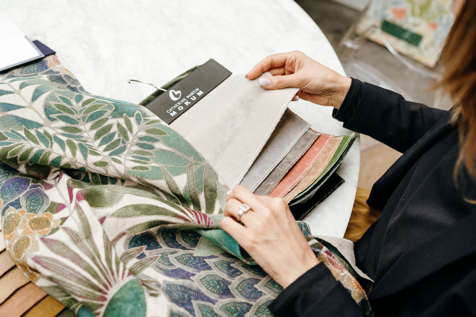 Bren sources beautiful textiles from all over the world through her suppliers. Above: Misia linen and Catherine Martin by Mokum Velvet. Photo: Samantha Donaldson