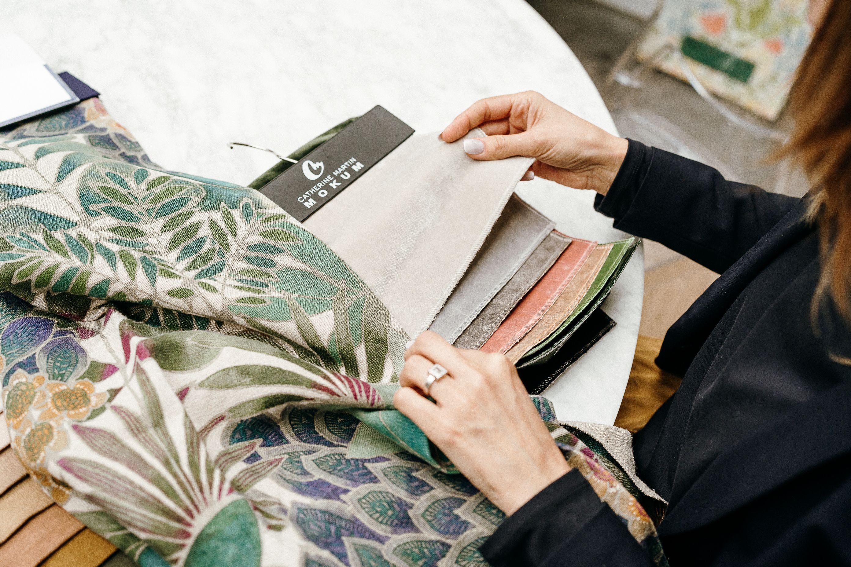 Bren sources beautiful textiles from all over the world through her suppliers. Above: Misia linen and Catherine Martin by Mokum Velvet. Photo: Samantha Donaldson