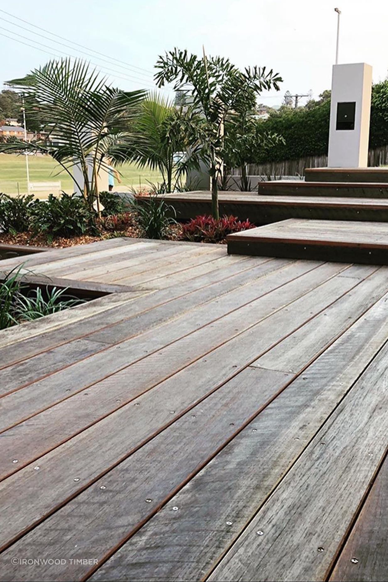 Decking made from old forest logs by Ironwood Timber