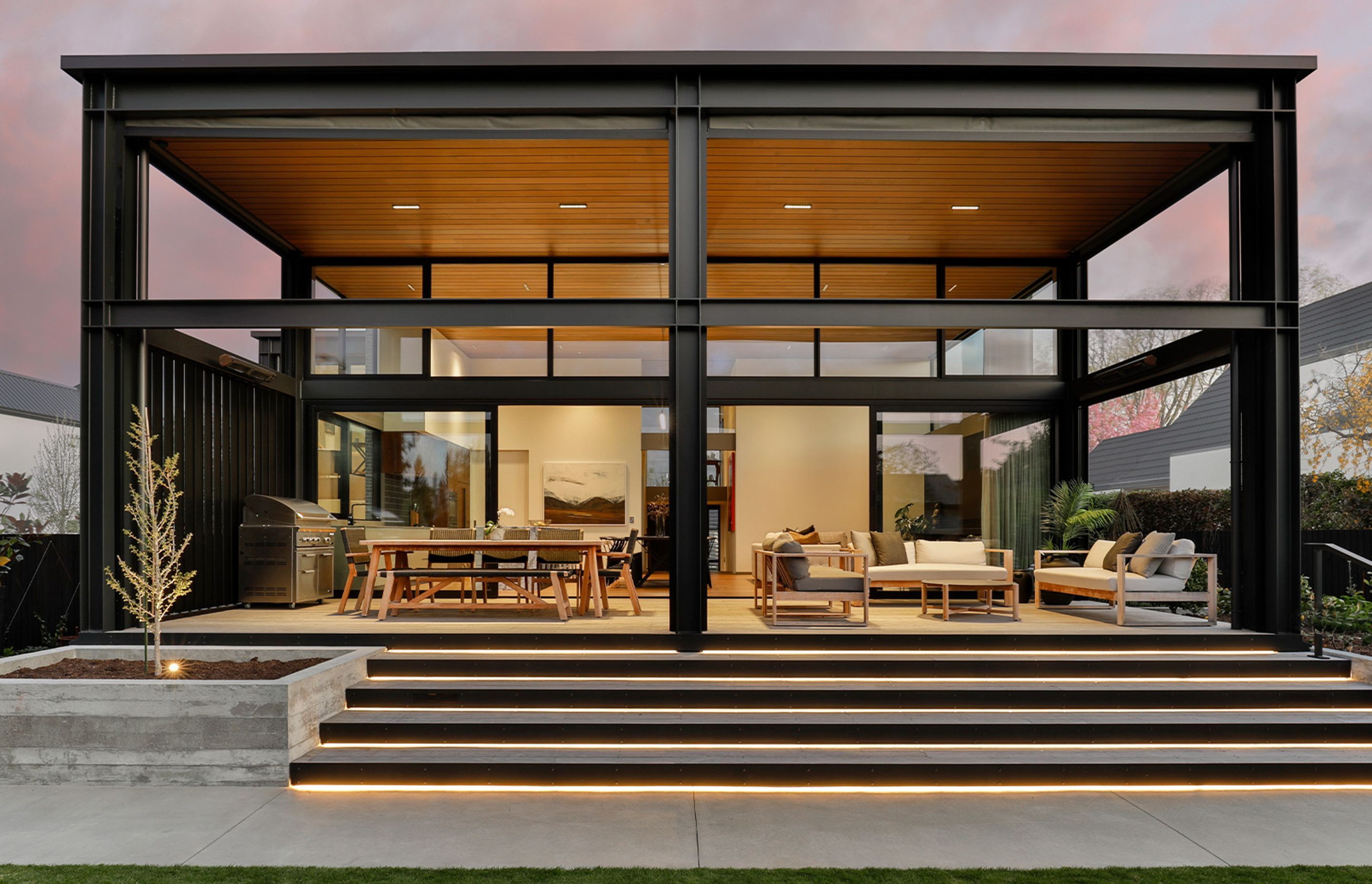 The verandah: an elegant extension of the Modern Residence’s main living area. | Photographer: Jamie Cobel