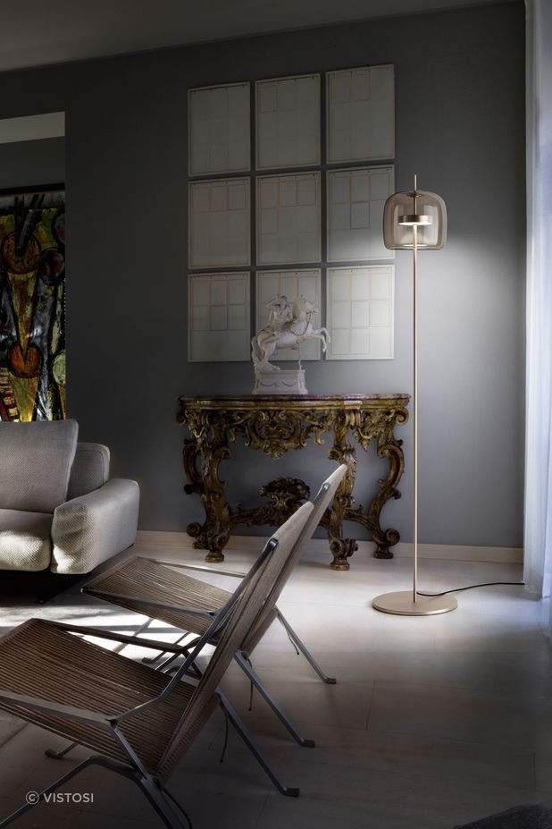 Jube floor lamp in smoky Murano glass