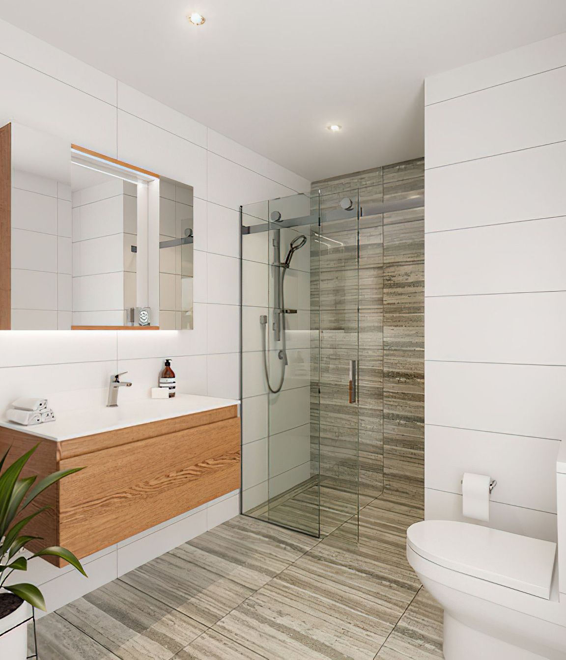 The one bedroom apartments also feature a luxury Aio rail shower with Maku tapware.