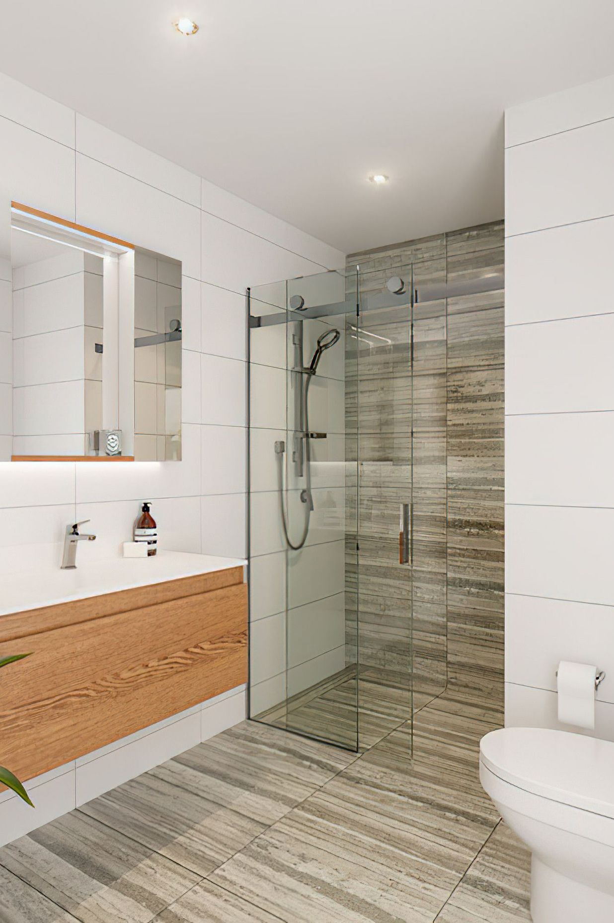 The one bedroom apartments also feature a luxury Aio rail shower with Maku tapware.