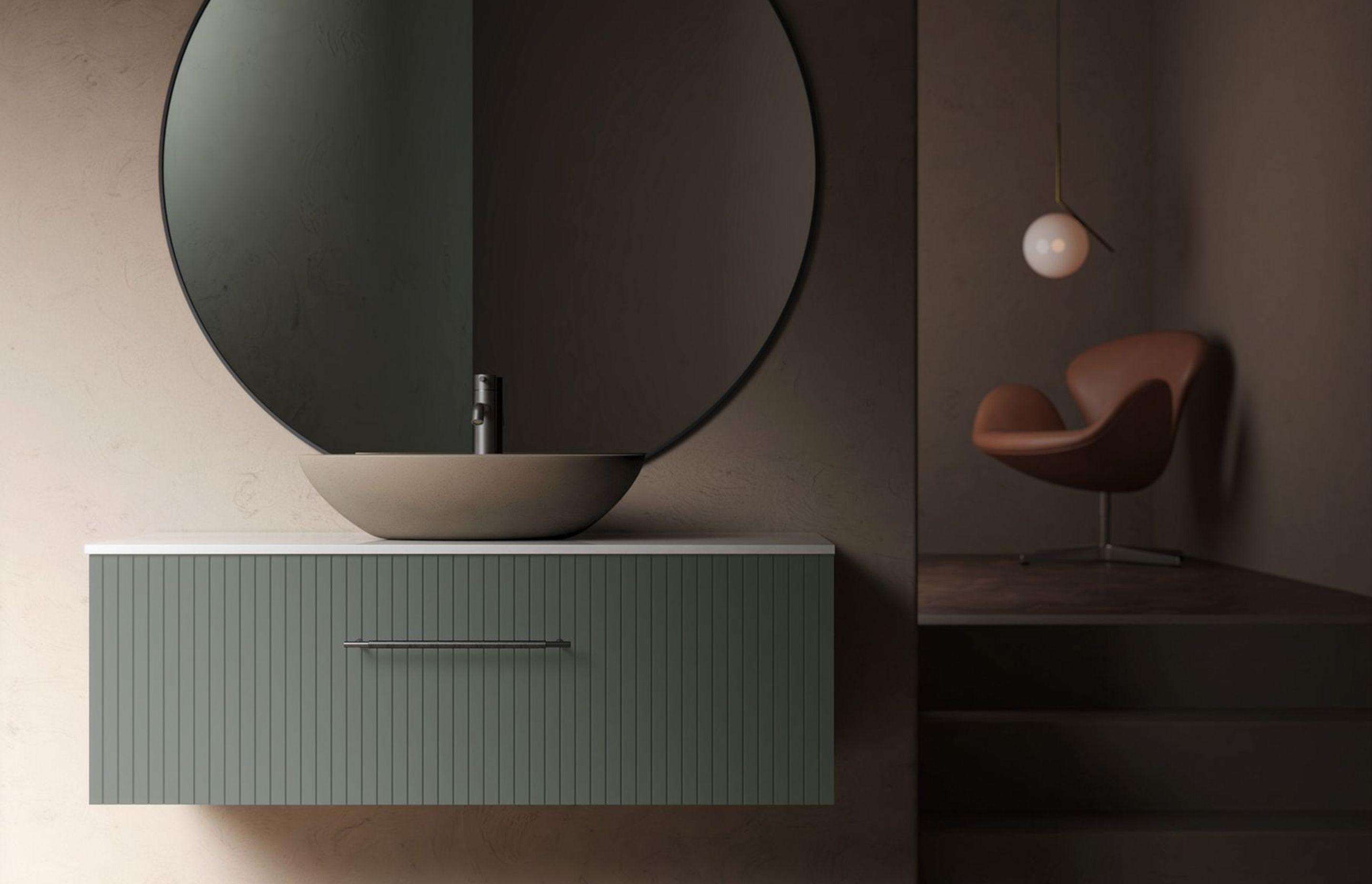 Lima Opaco 1200 1 Drawer Vanity in Fjord with Deco Handle in Gunmetal