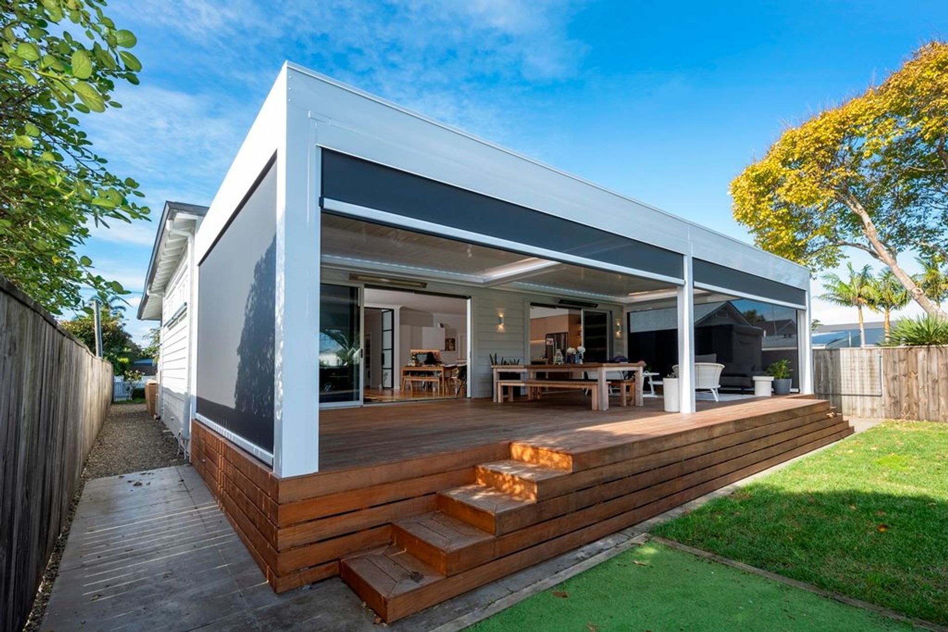 Many outdoor blinds suppliers like Louvretec offer motorised options that are convenient and reliable.