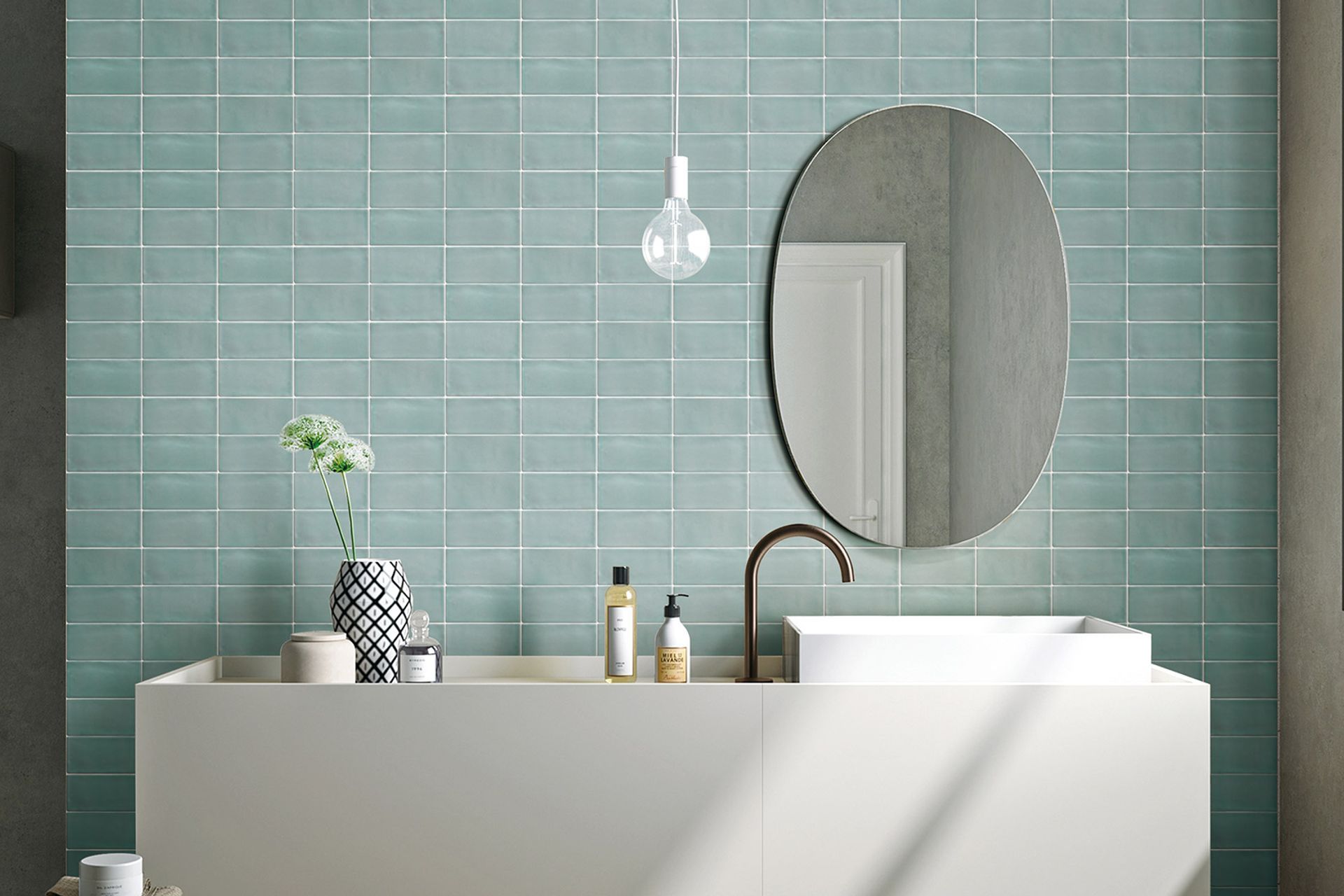 The refreshing Luxe Mint tiles from Ultimate Tiles