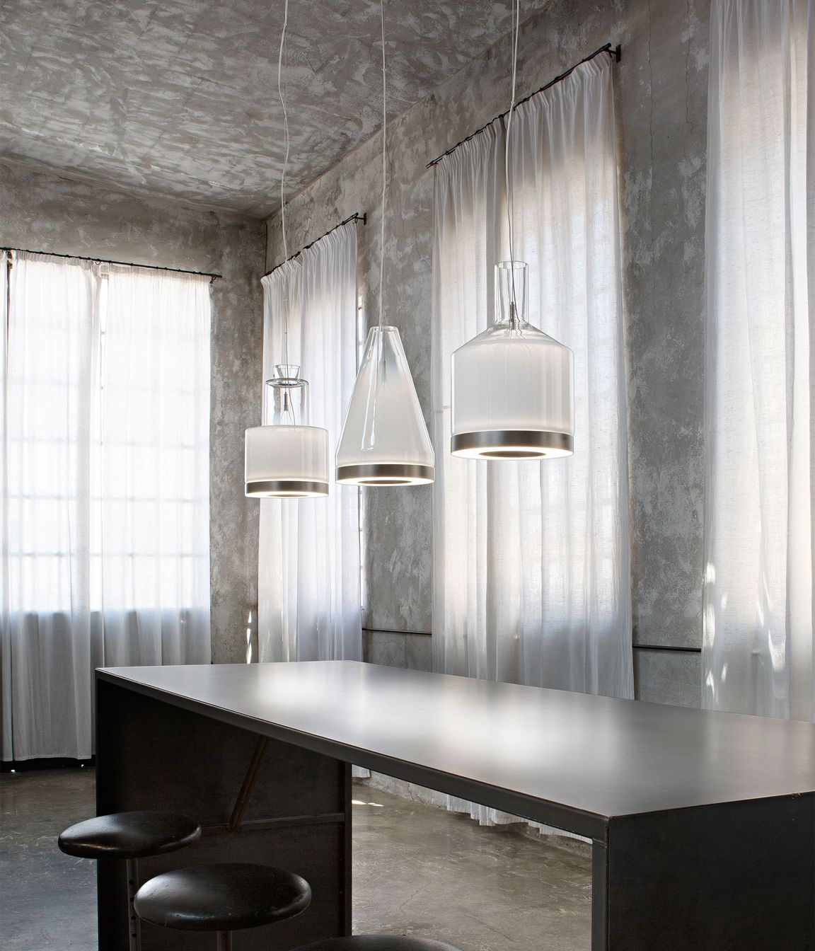 Medea pendants, characterised by their geometric shapes and possible to be hung individually or as a collection