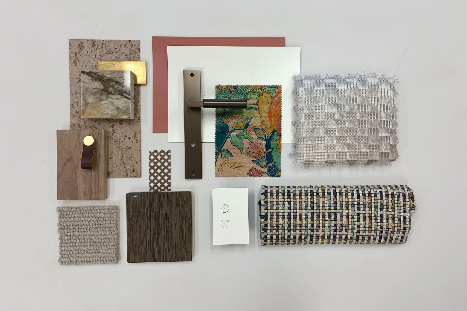 Hayley selected a range of textures and biophilic colours to create her materials board, "Rich Earth"