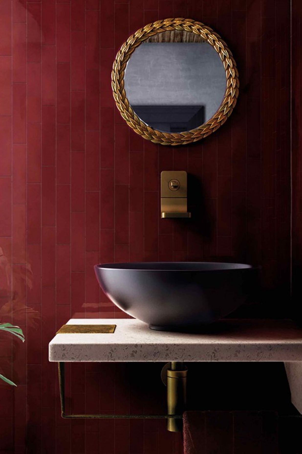 Red accent wall |(Photo credit: Tile Depot)
