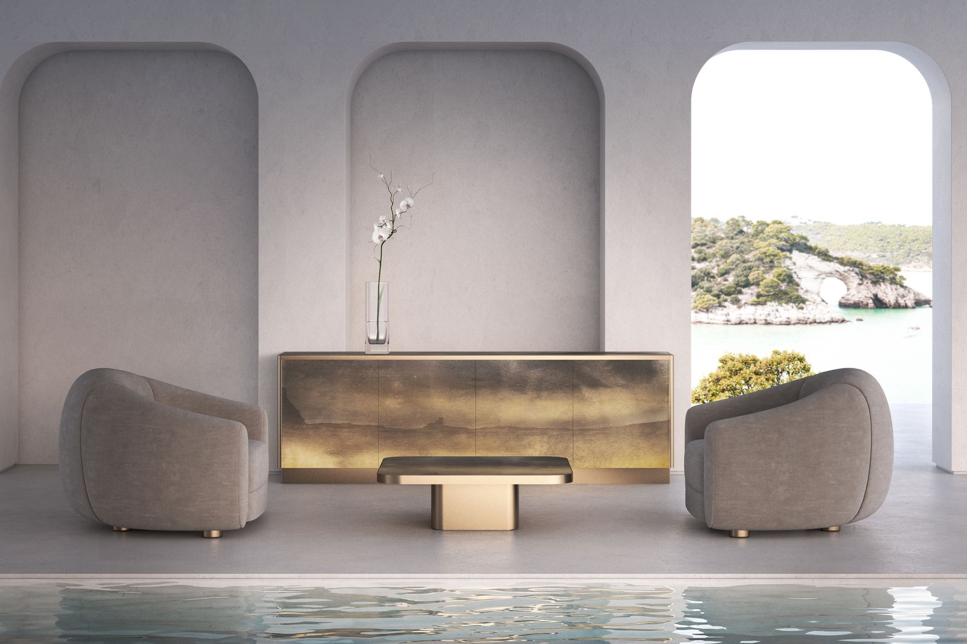 Peschici sideboard &amp; Manacore coffee table with Gargano finishing