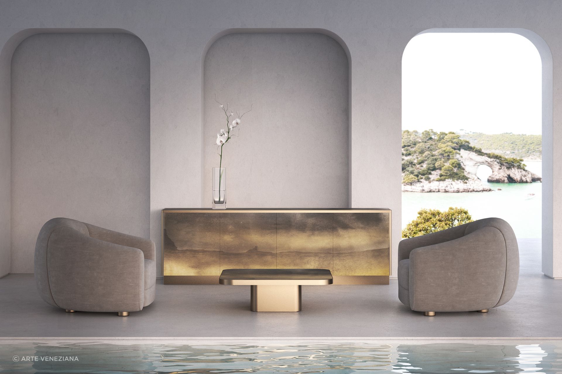 Peschici sideboard & Manacore coffee table with Gargano finishing