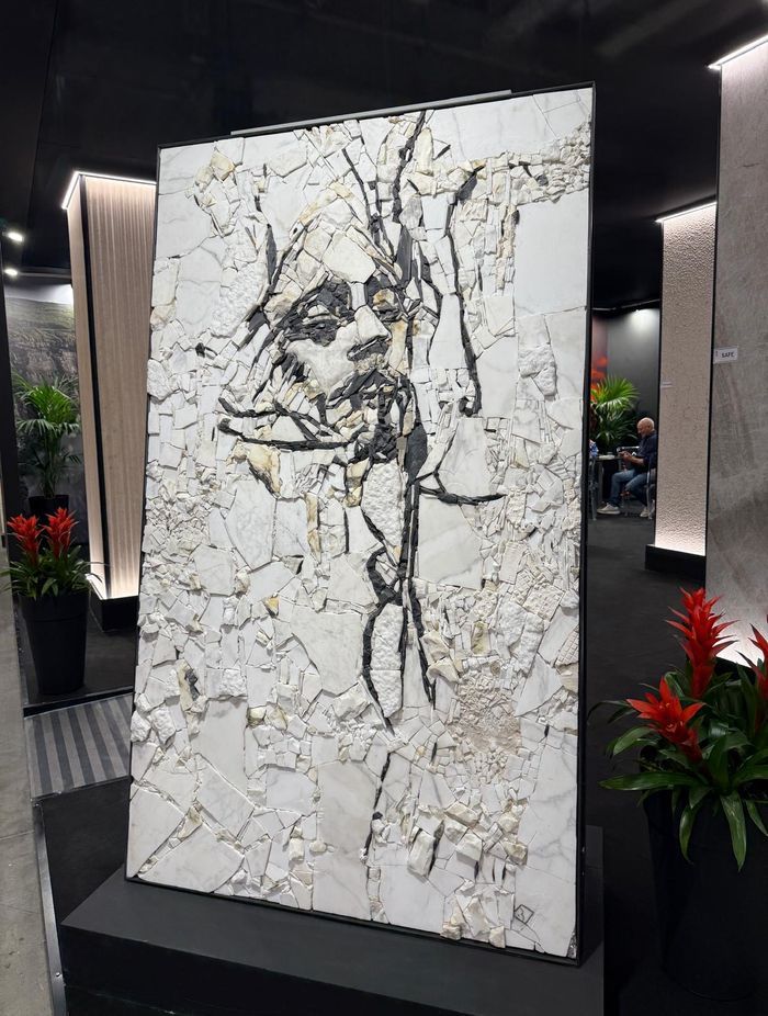 When stone becomes art. This mosaic installation at Marmomac shows the incredible skill that goes into working with natural materials, each piece carefully placed to create something both striking and timeless. It's a reminder that stone isn't just a building material, it's a medium for creativity.