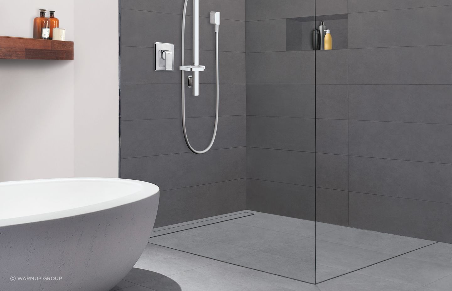 The Marmox Shower Base System works perfectly as an integral part in the design of a wet room