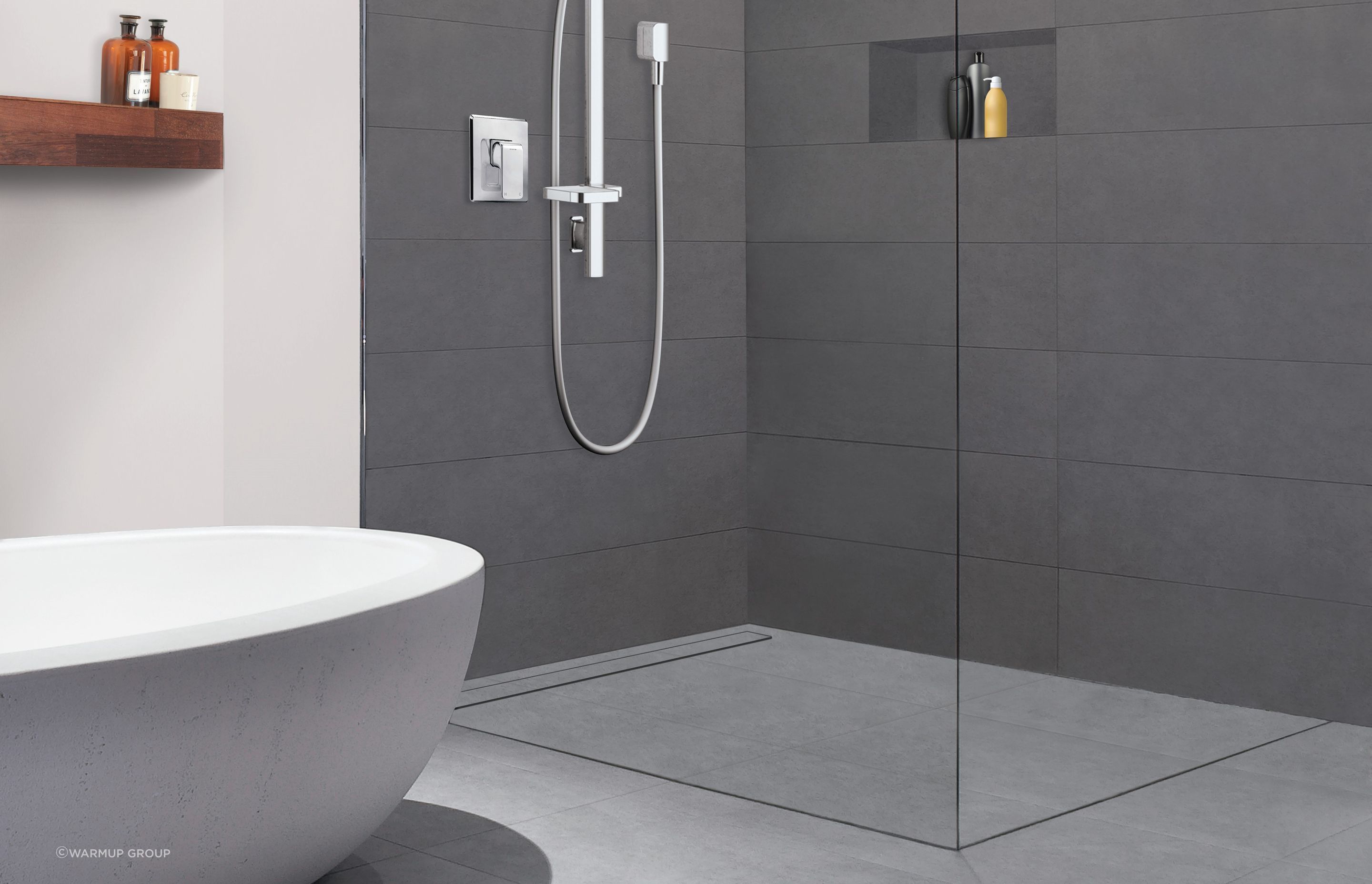 The Marmox Shower Base System works perfectly as an integral part in the design of a wet room