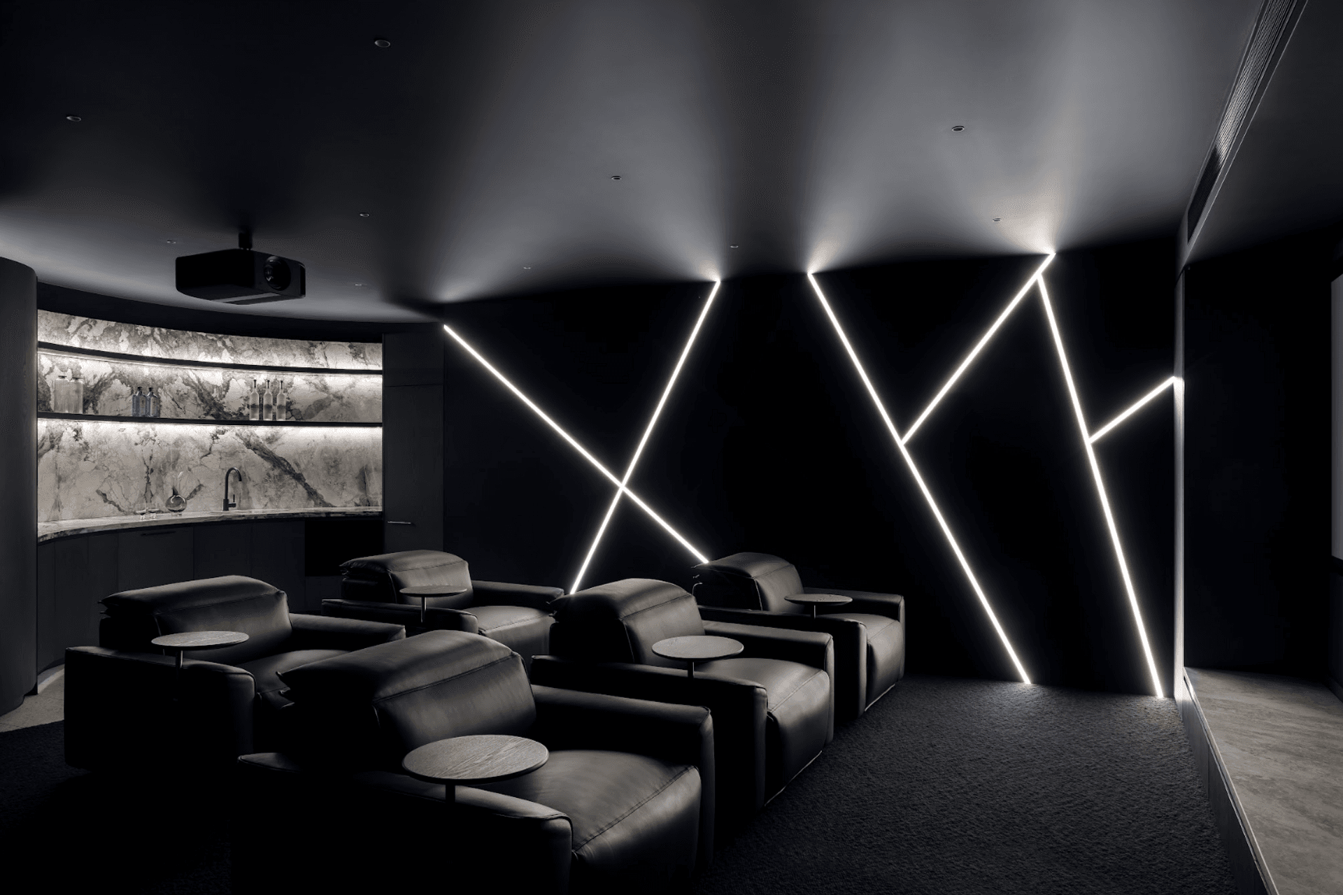 The curvature of the exterior flows through to the interior, providing a guide through the home's intimate sanctuaries.