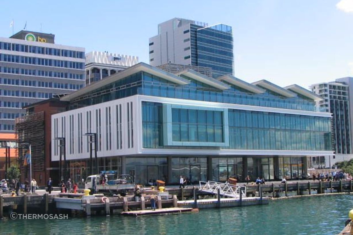 Meridian Energy Building, Wellington, completed in 2007 has been a flagship project for sustainable architecture in New Zealand.  The Meridian was the first Green Star accredited building in the country, obtaining a 5 Star rating.  The facade delivered by Thermosash is a PW1000 Unitised high performance transparent twin skin.
