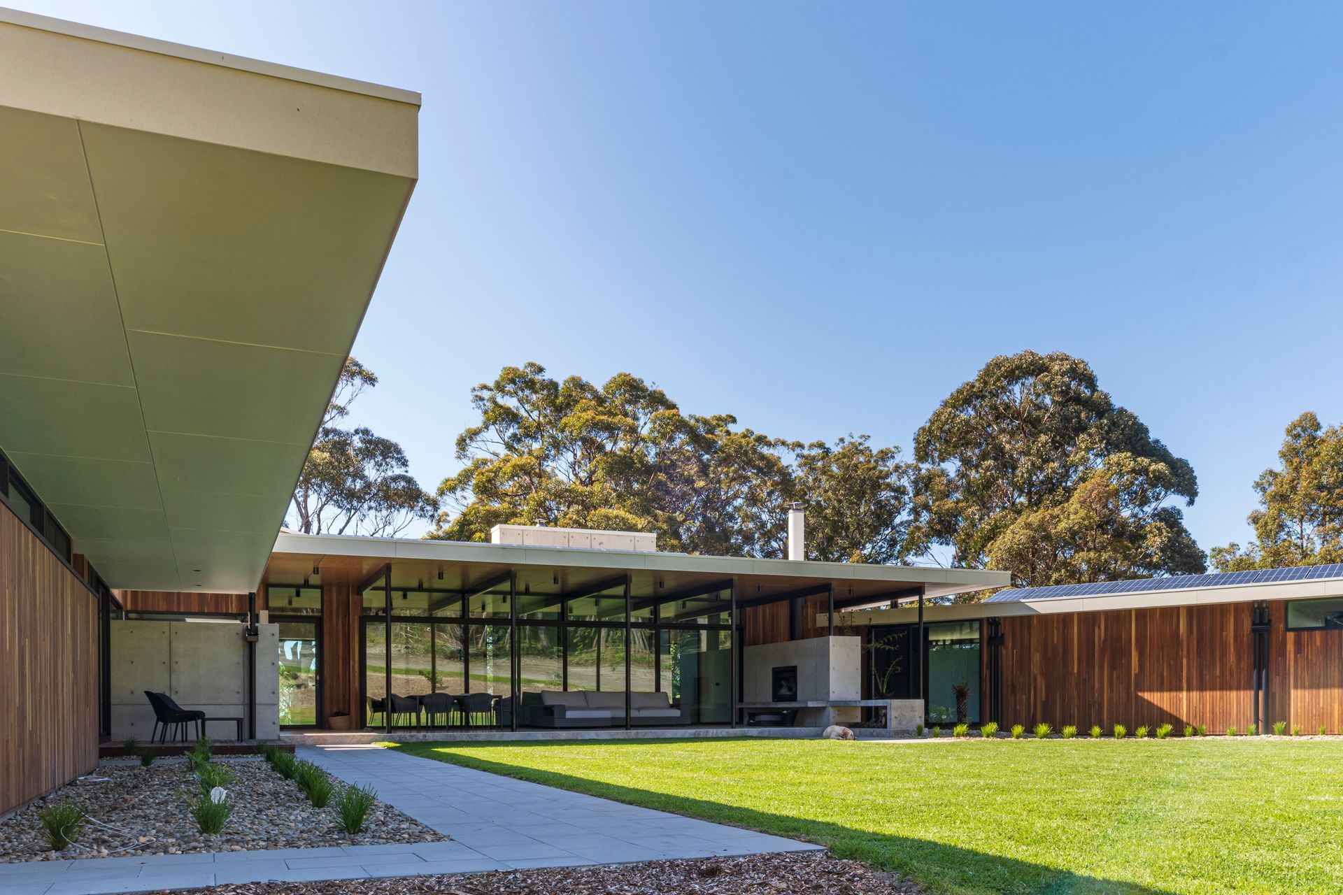 Merimbula House is clad with locally sourced spotted gum on both interior and exterior walls.