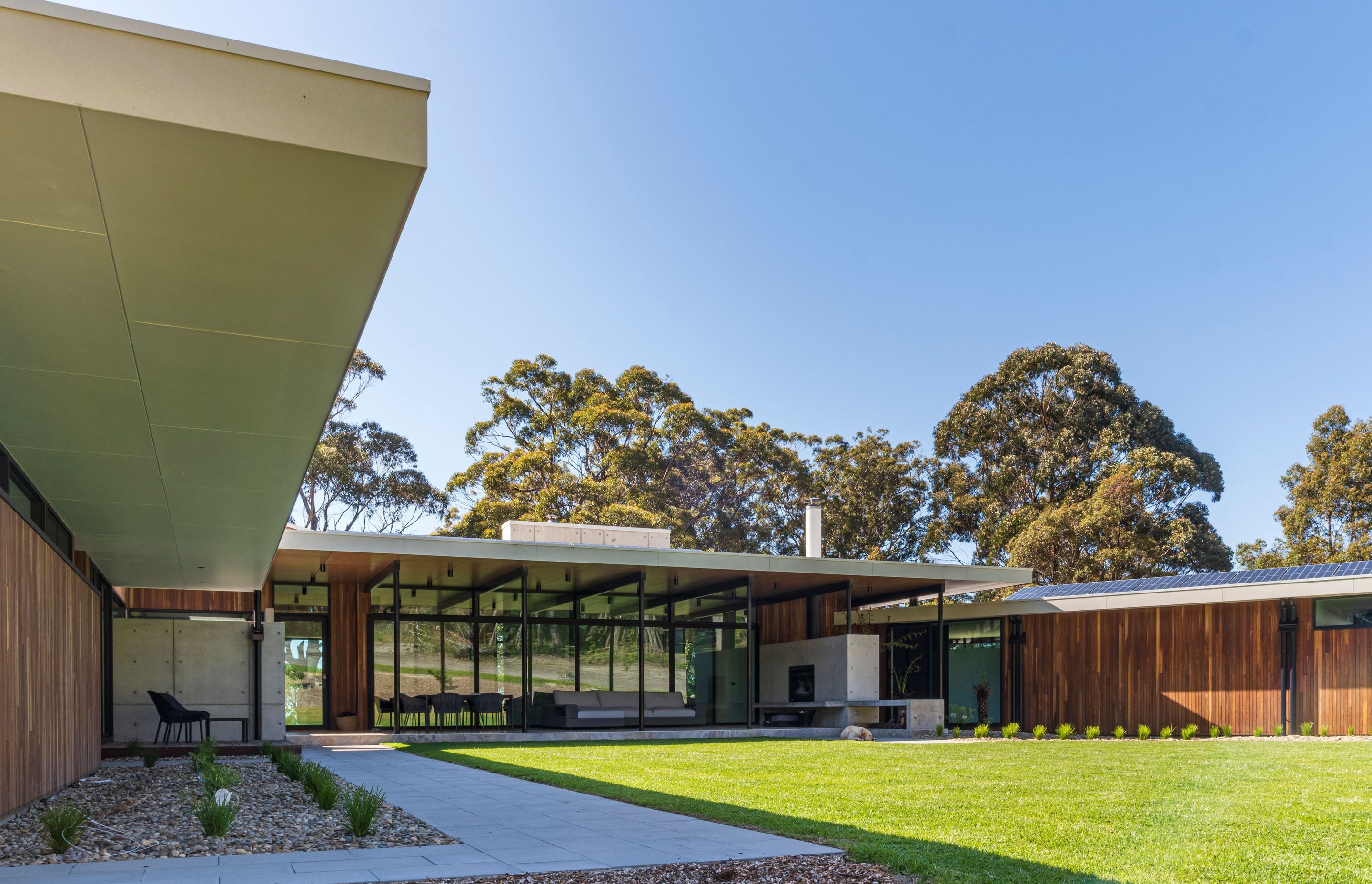 Merimbula House is clad with locally sourced spotted gum on both interior and exterior walls.