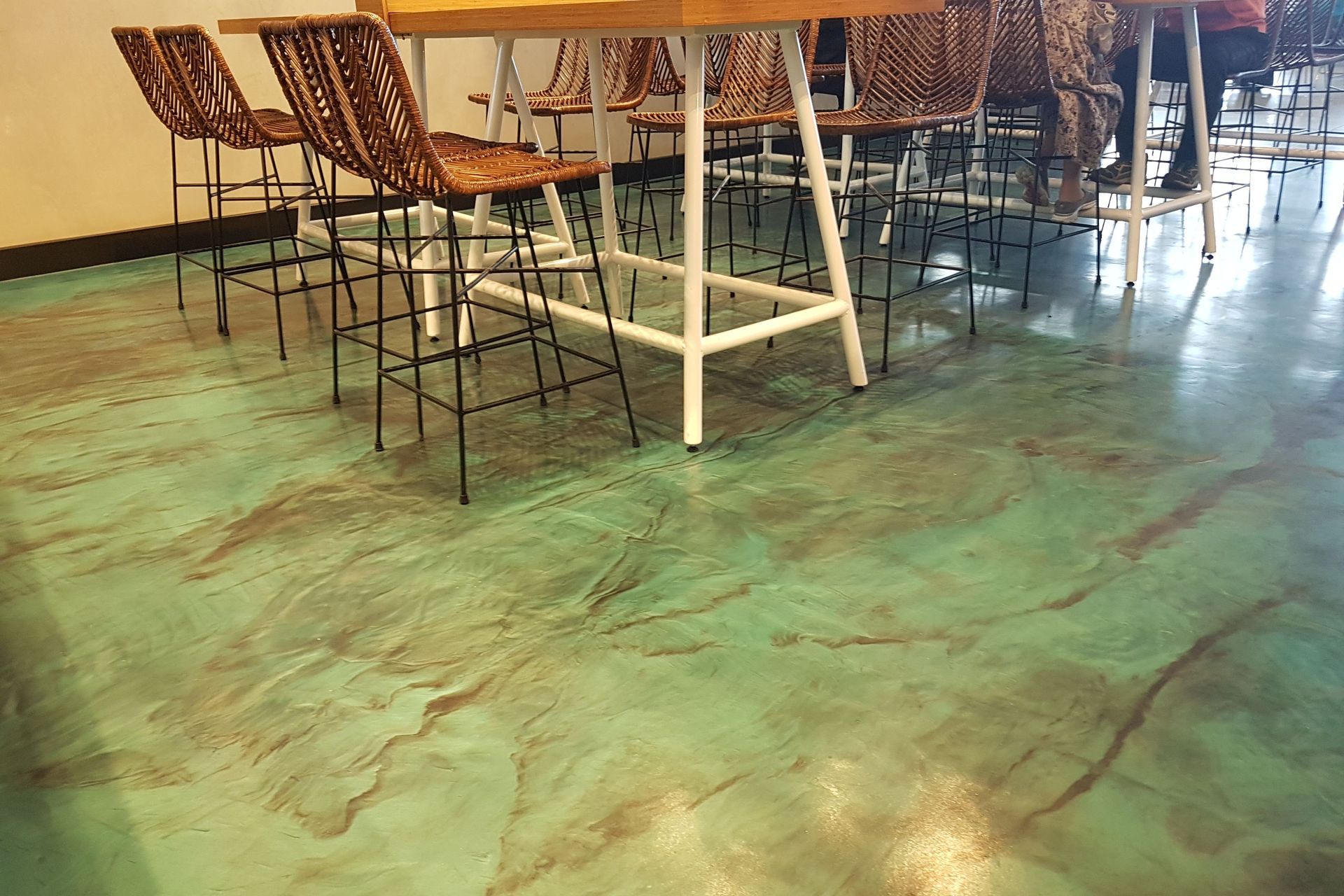 The Micro-colour finish was teamed with a metallic epoxy floor coating to create a truly unique interior.