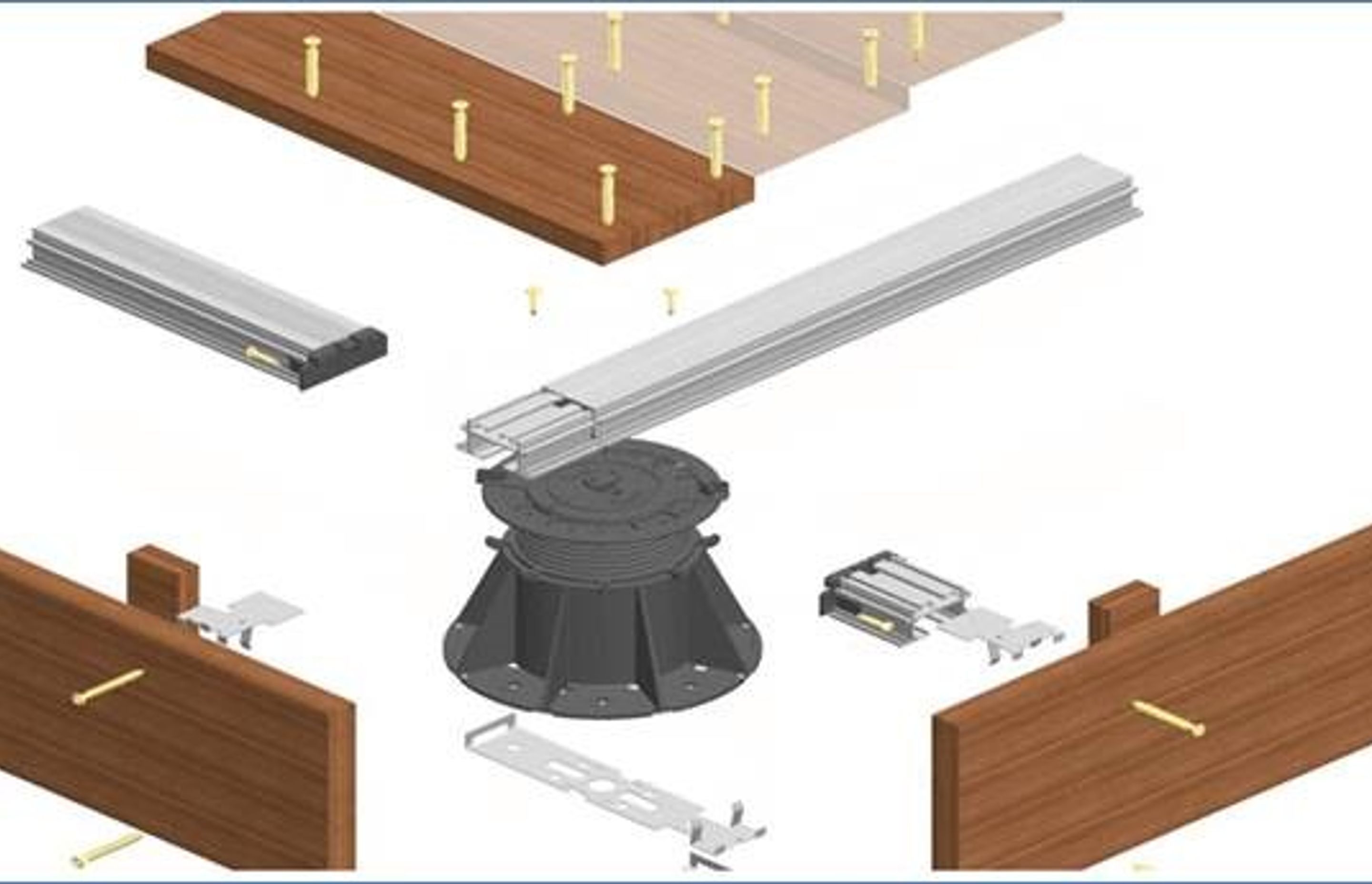 Exploded diagram showing installation of the Modas system.