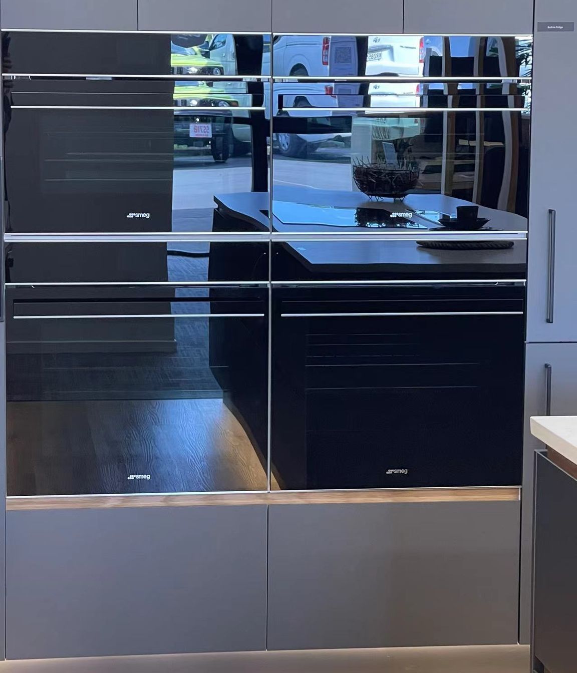 In built 2 Ovens, Microwave, and Steamer Oven from SMEG – Can be seen in our kitchen showroom in Auckland