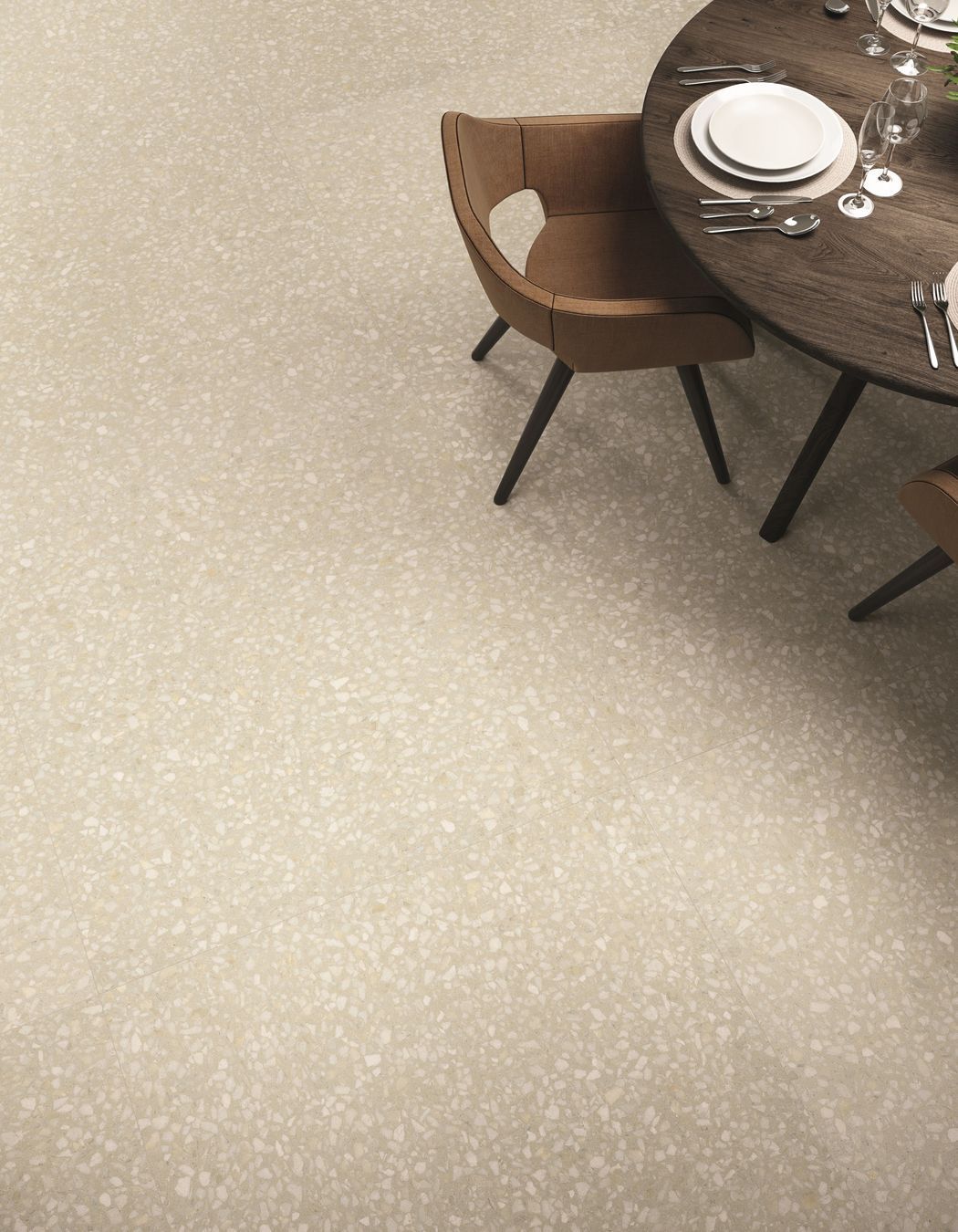 OBI is a contemporary floor tile in a large format, perfect for high traffic areas. Timeless terrazzo tile that offers a distinctive look in size 1000 x 1000mm.