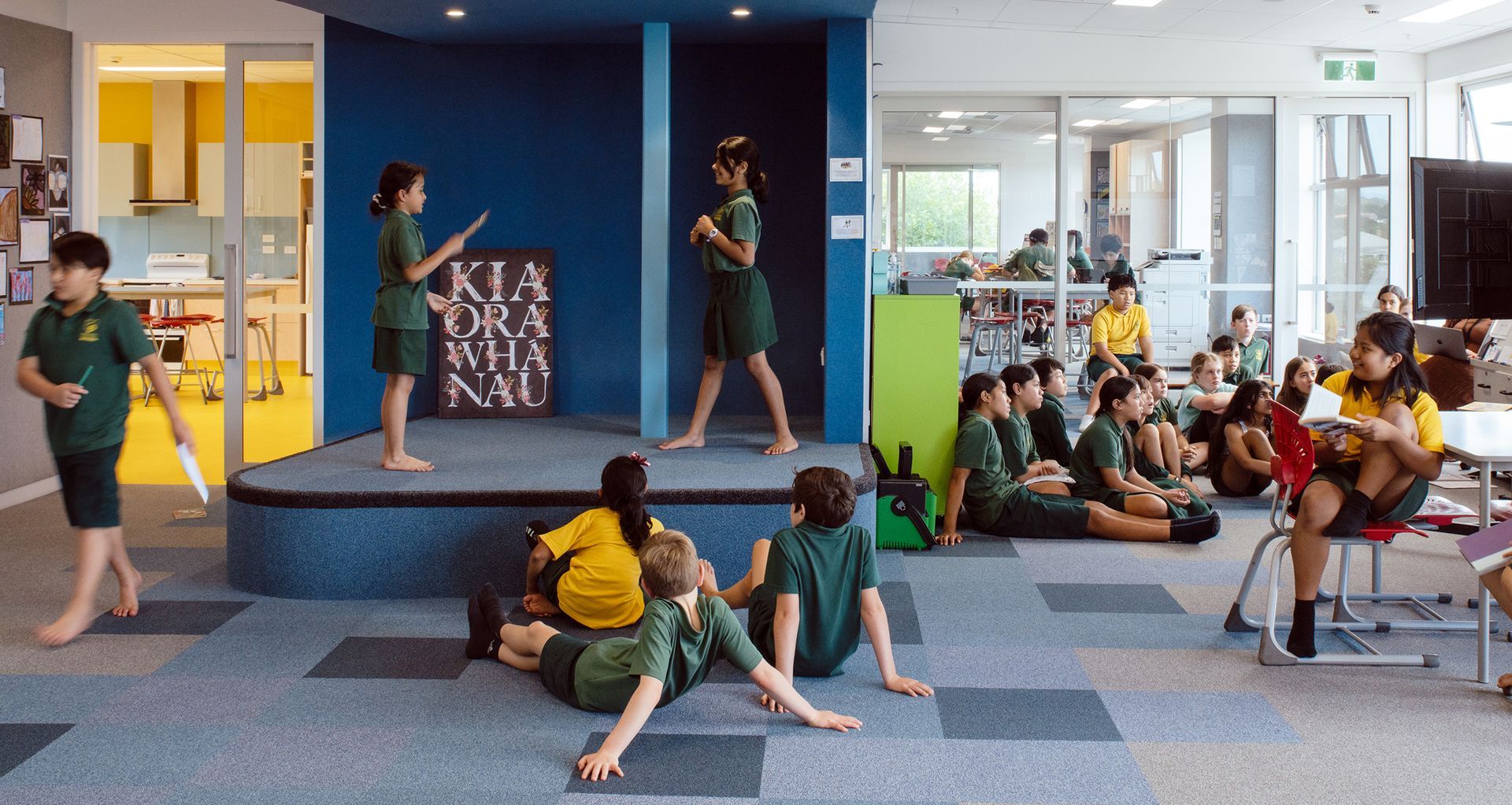 100% recycled nylon Millenium Nxtgen carpet tiles by modulyss, for Onehunga Primary School