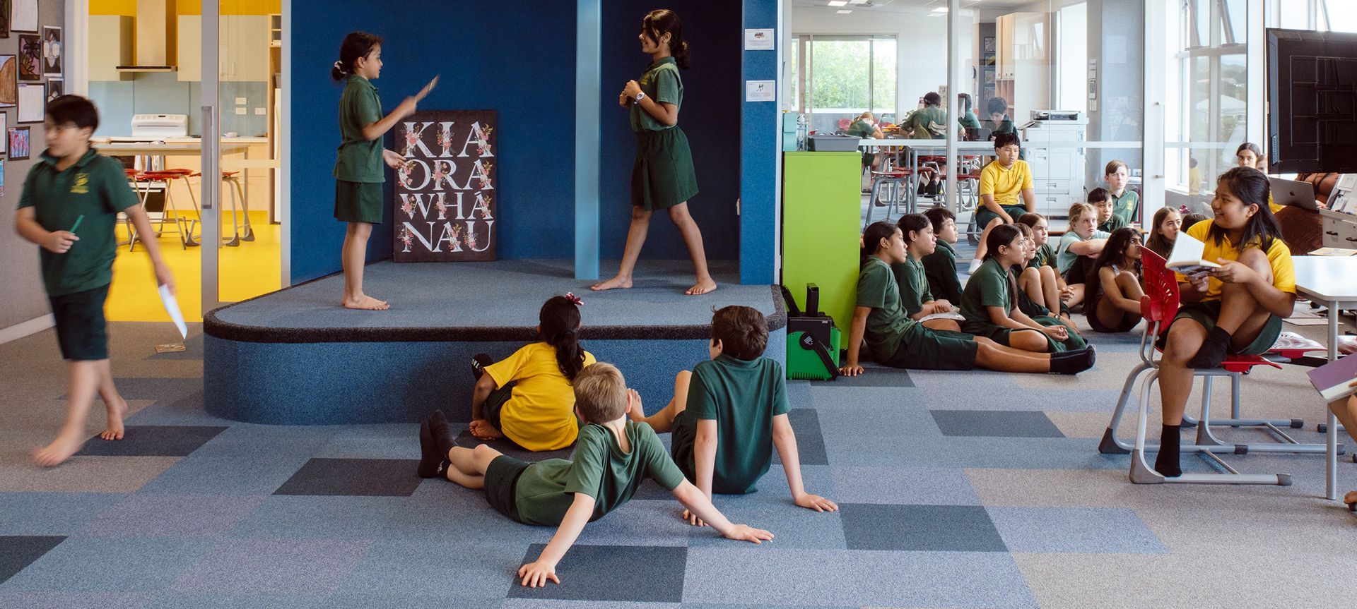 100% recycled nylon Millenium Nxtgen carpet tiles by modulyss, for Onehunga Primary School